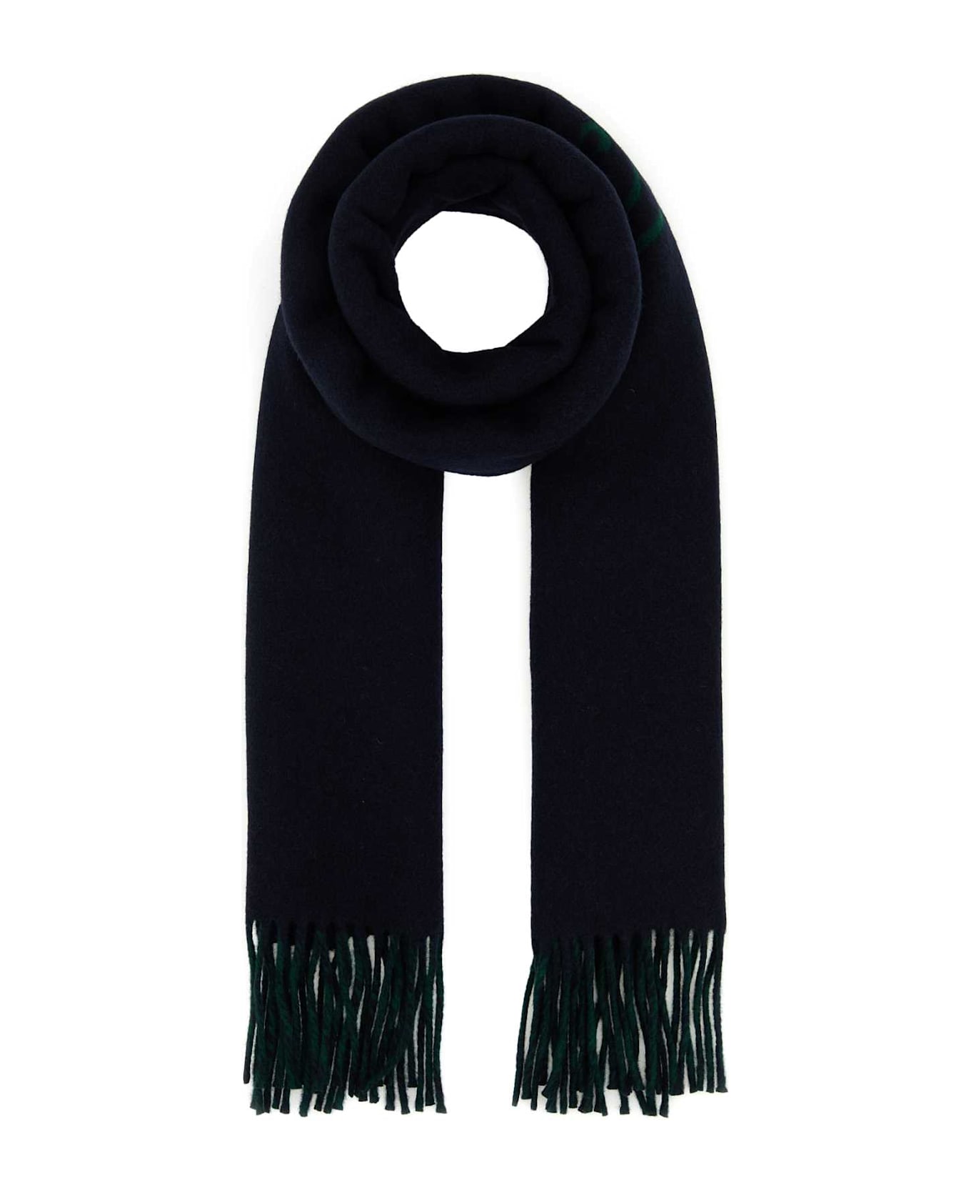 Gucci Navy Blue Wool Blend Scarf - NAVYDARKGREEN