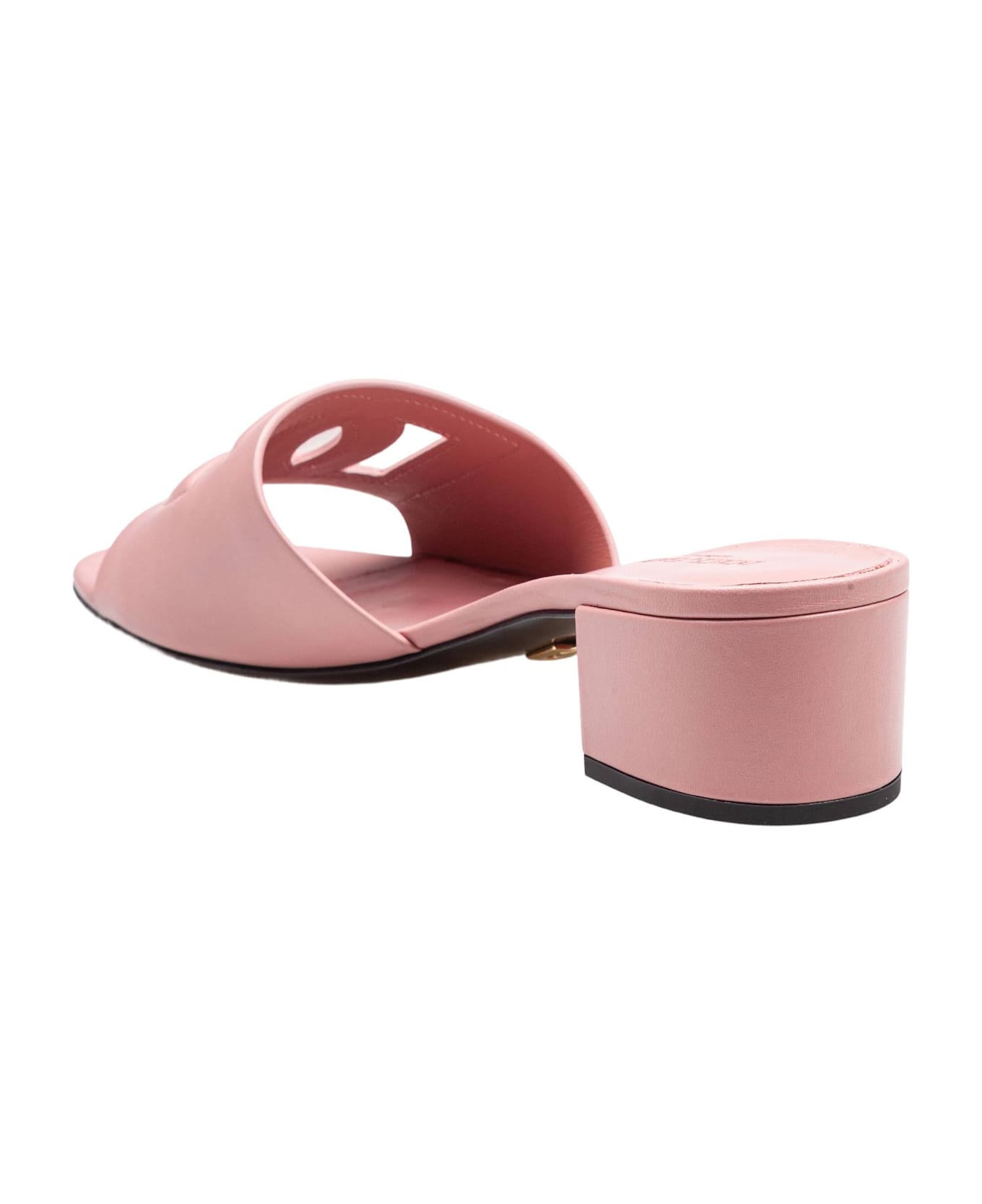Dolce & Gabbana Pink Leather Mule With Dg Logo - PINK