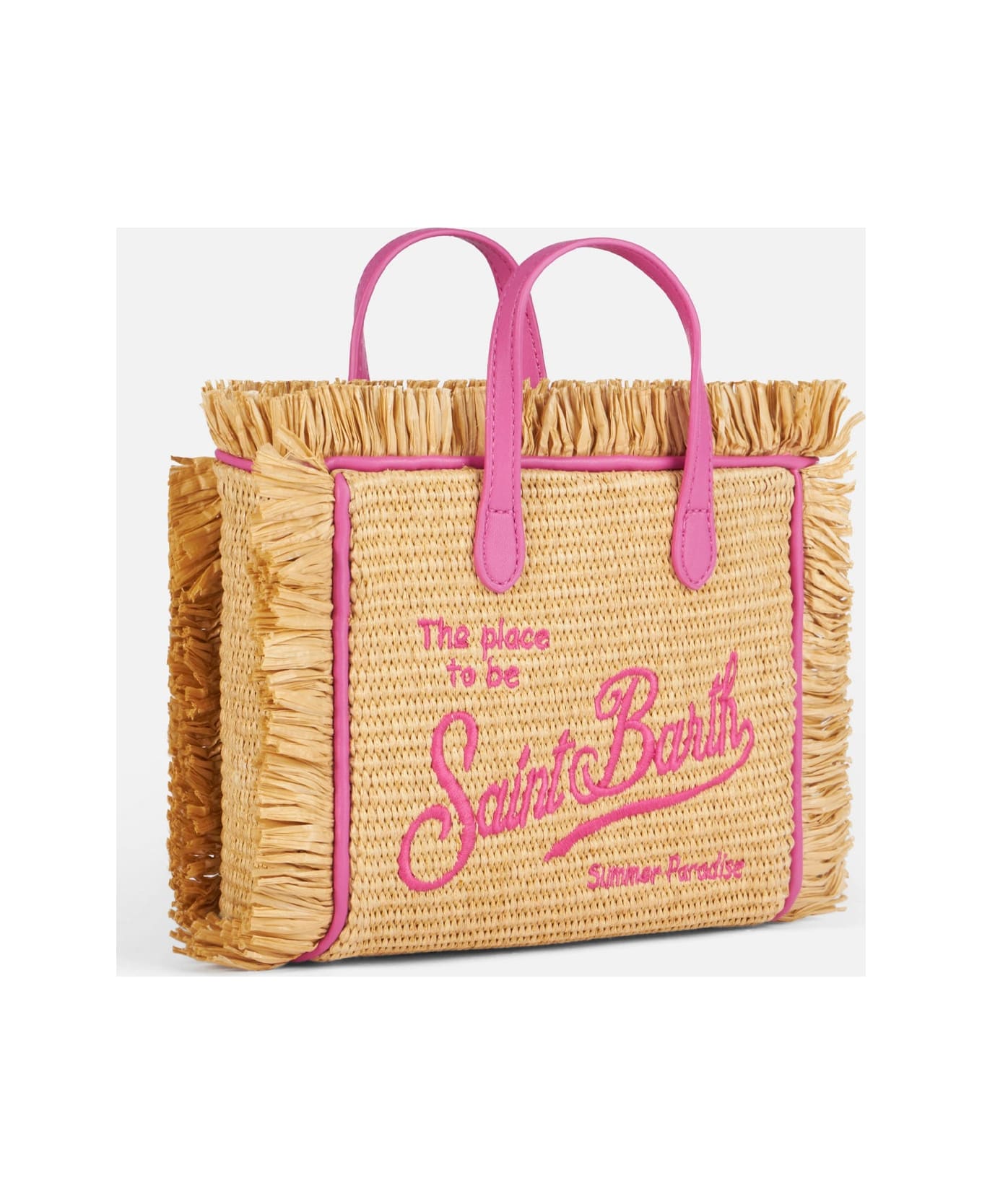 MC2 Saint Barth Mini Vanity Straw Bag With Embroidery - WHITE トートバッグ