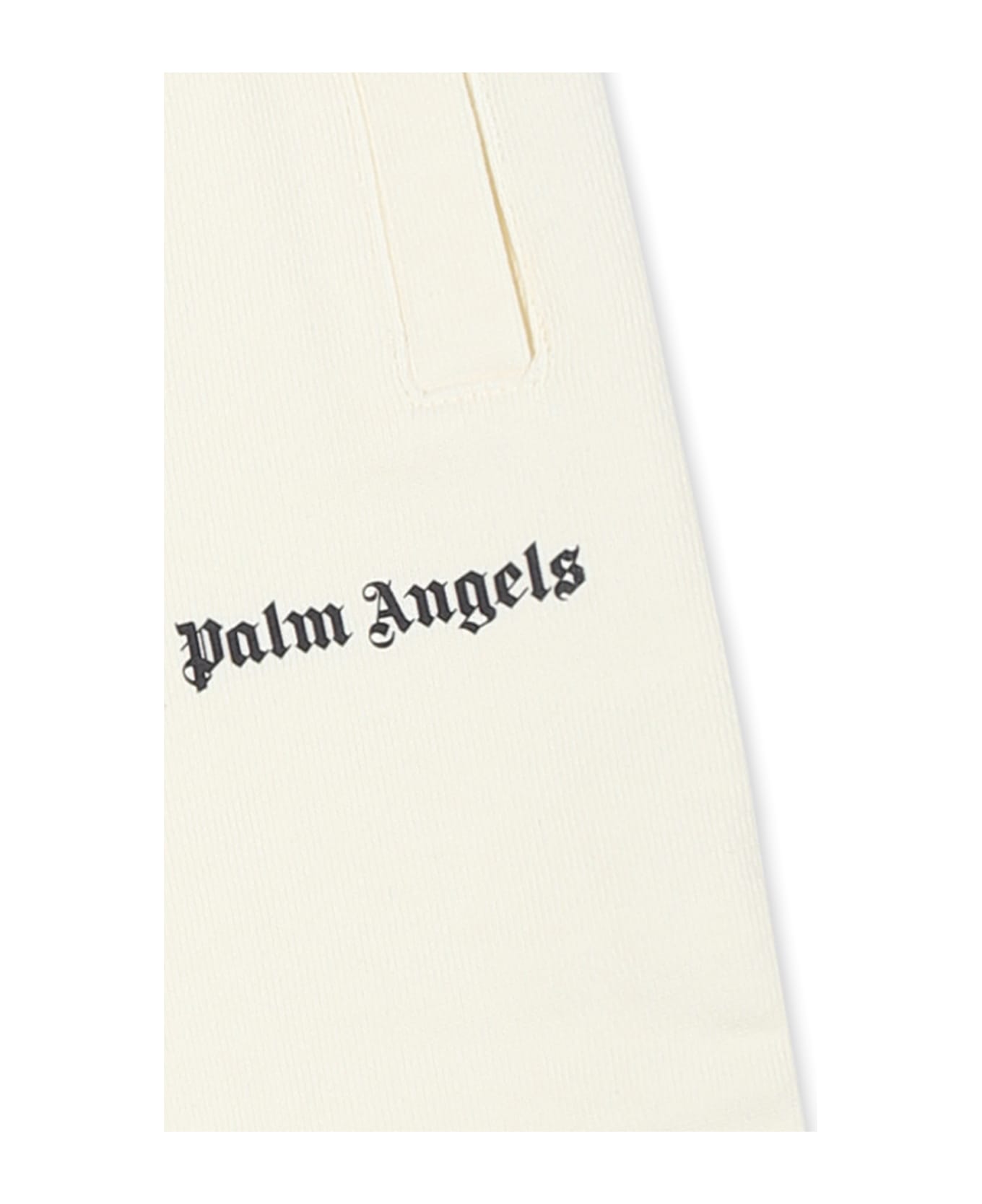 Palm Angels Ivory Trousers For Baby Girl With Logo - Ivory