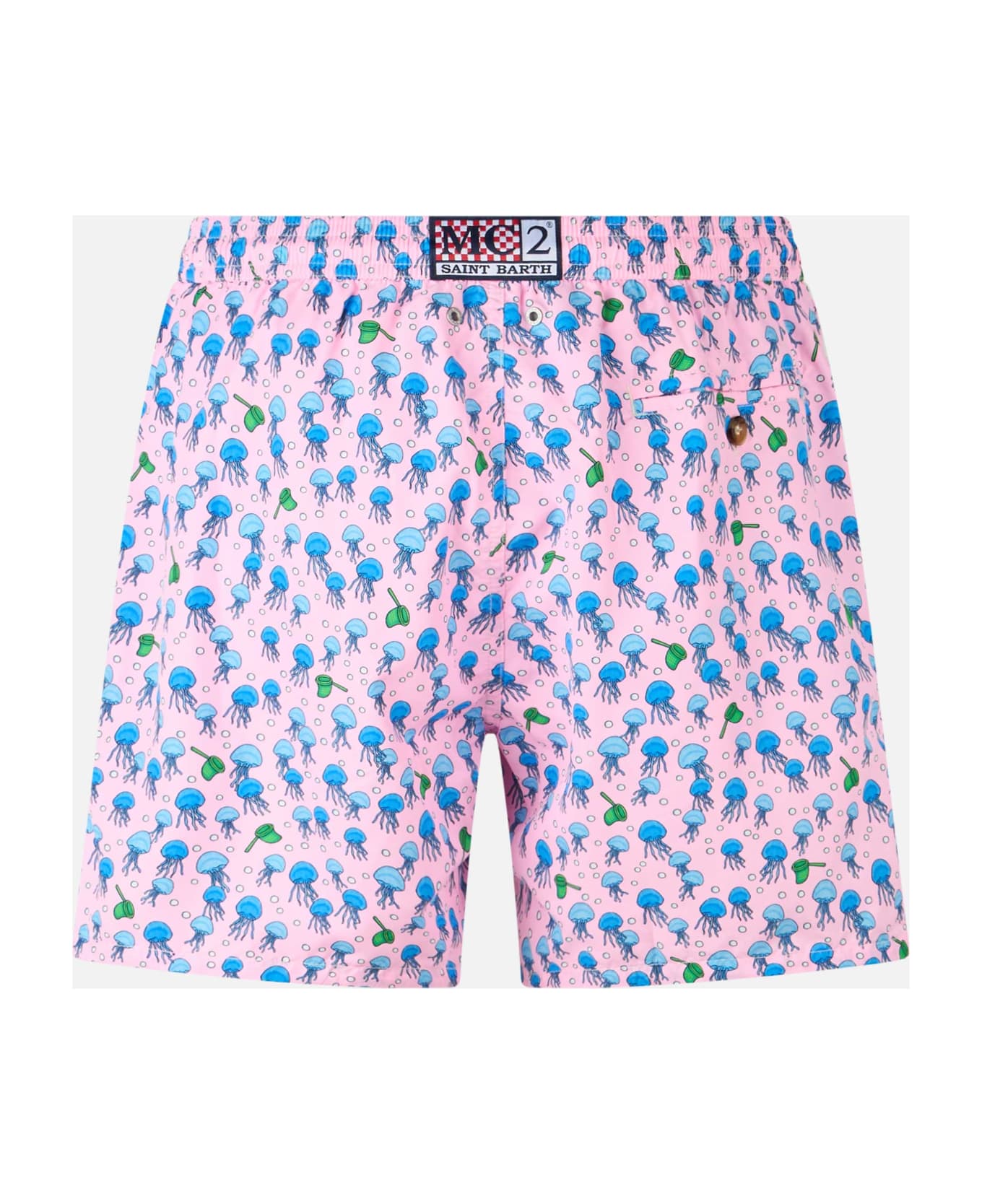 MC2 Saint Barth Man Lightweight Fabric Swim-shorts Lighting Micro Fantasy With Jellyfishes Print - PINK