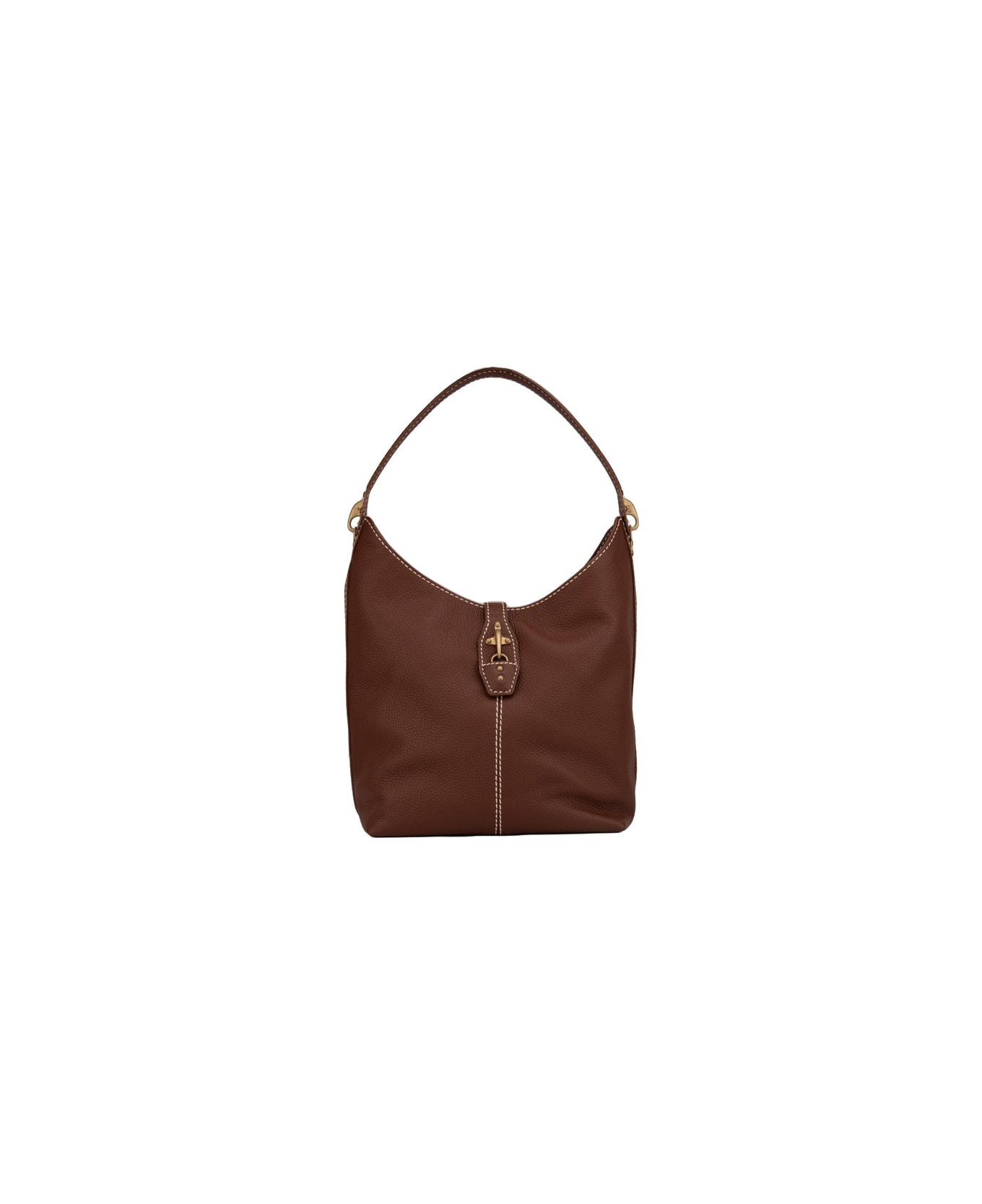 Fay Hobo Bag In Leather - Marrone scuro