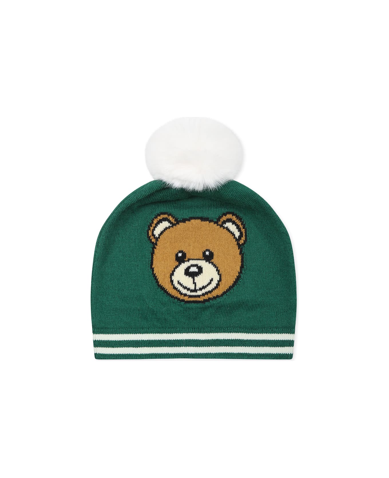 Moschino Green Hat For Babykids With Teddy Bear - Green