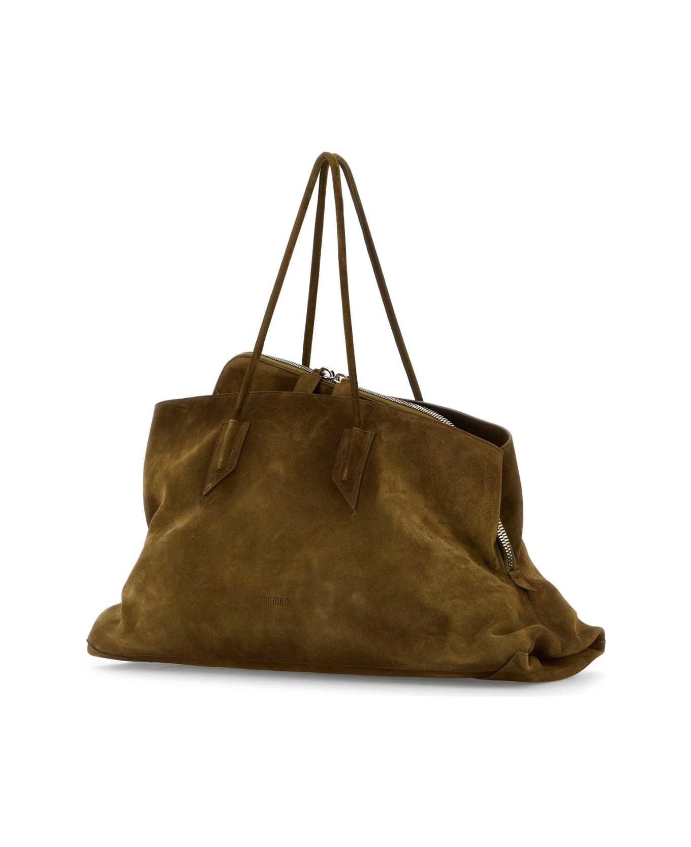 The Attico Khaki Suede Large La Passeggiata Shopping Bag - GREENBRUSH