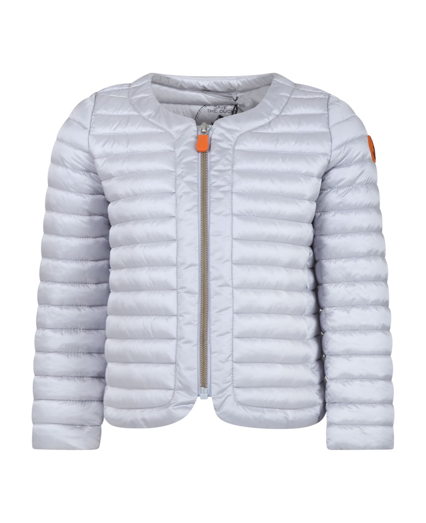Save the Duck Grey Vela Down Jacket For Girl With Iconic Logo - Grey