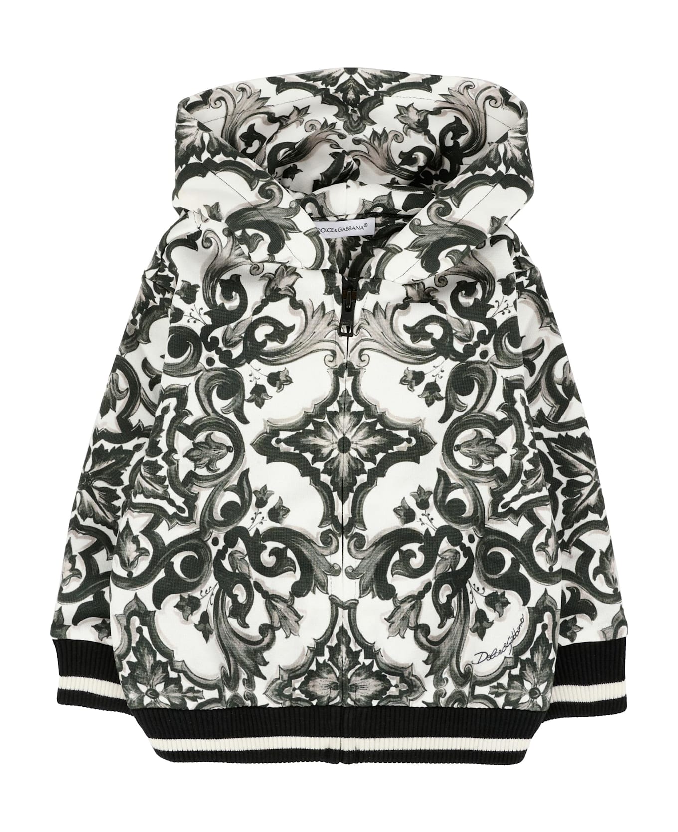 Dolce 
Gabbana White Sweatshirt For Baby Boy With Majolica Print - White