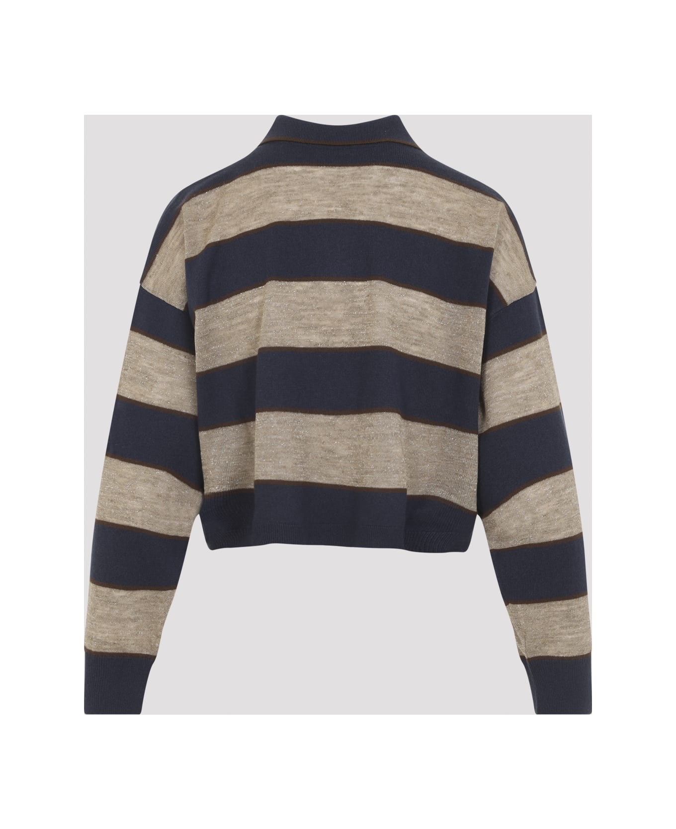 Brunello Cucinelli Jersey Striped Polo - Blue Brown