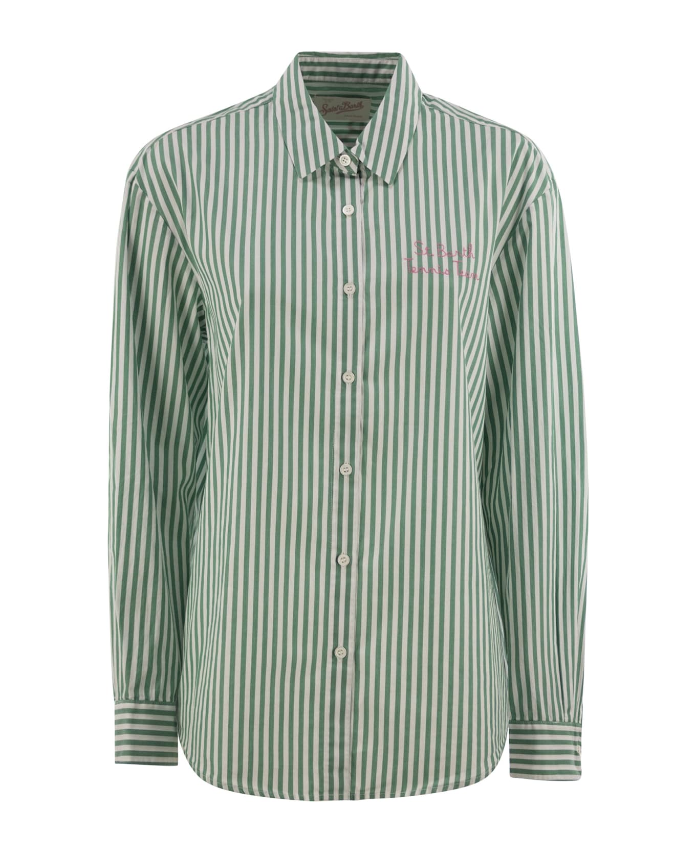 MC2 Saint Barth Brigitte - Shirt With Striped Pattern And Hello Kitty - White/green