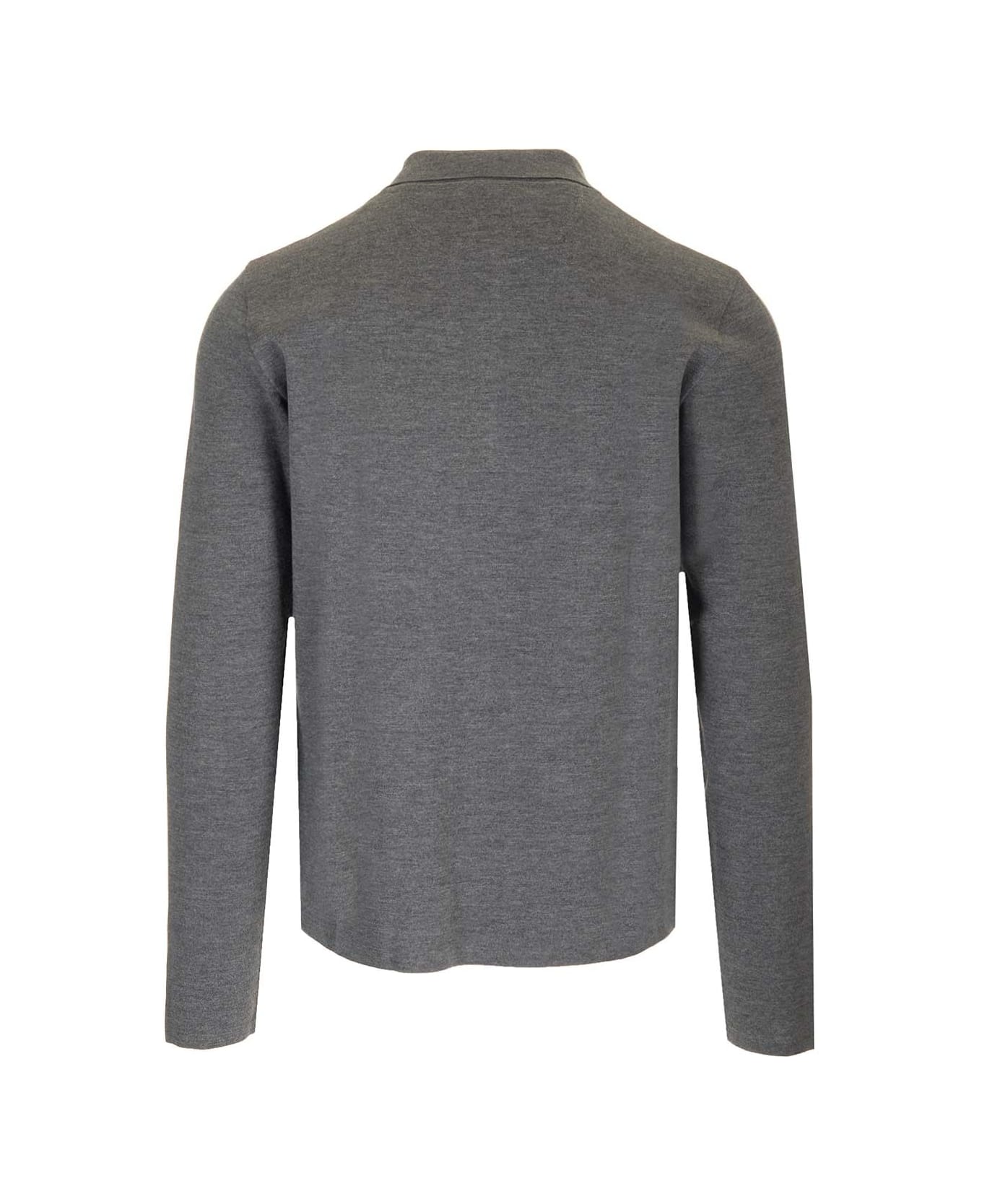 Valentino Garavani Vlogo Long Sleeve Wool Polo - Grey