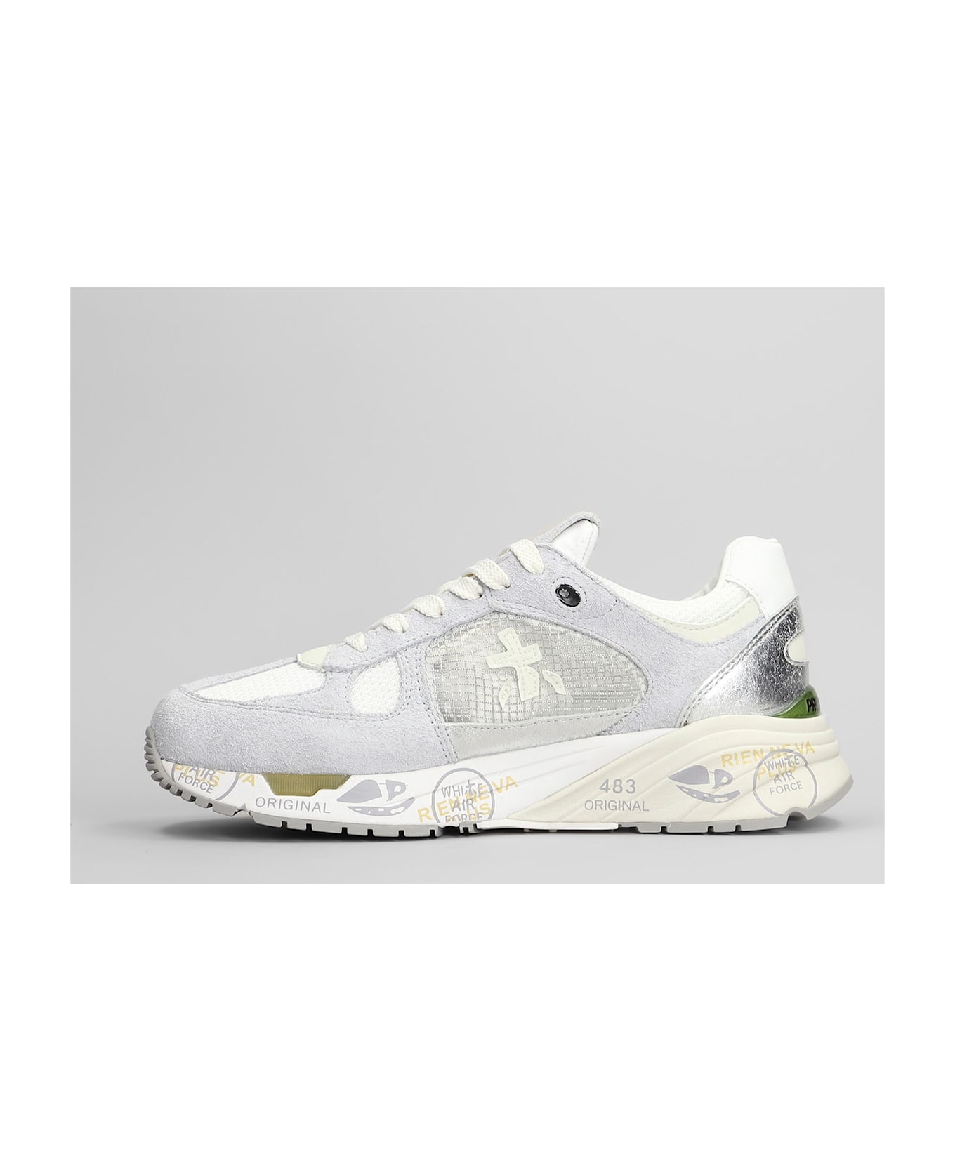 Premiata Mase Sneakers In Grey Suede And Fabric - grey