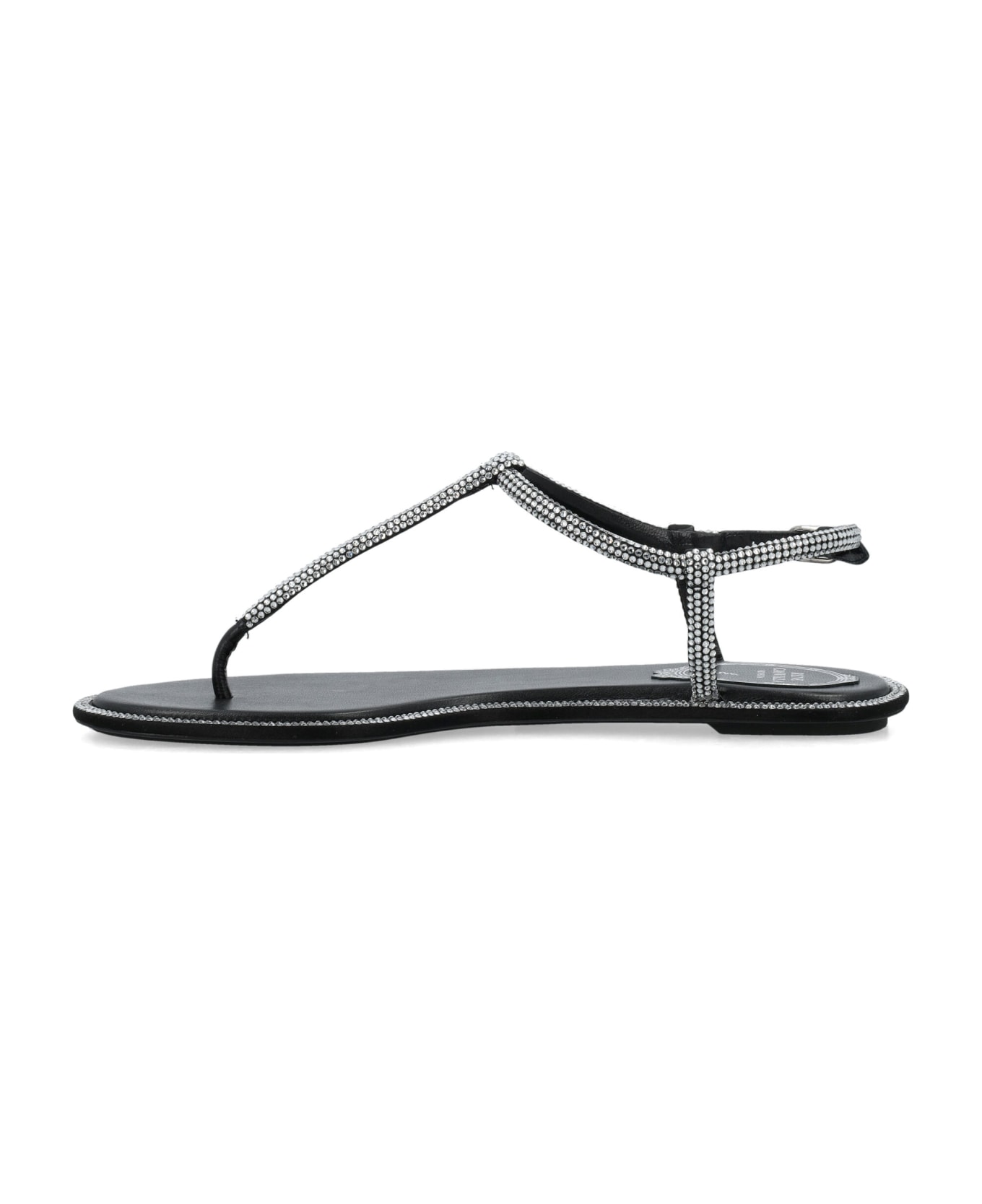 René Caovilla Flat Jewel Sandals - BLACK CRYSTAL サンダル