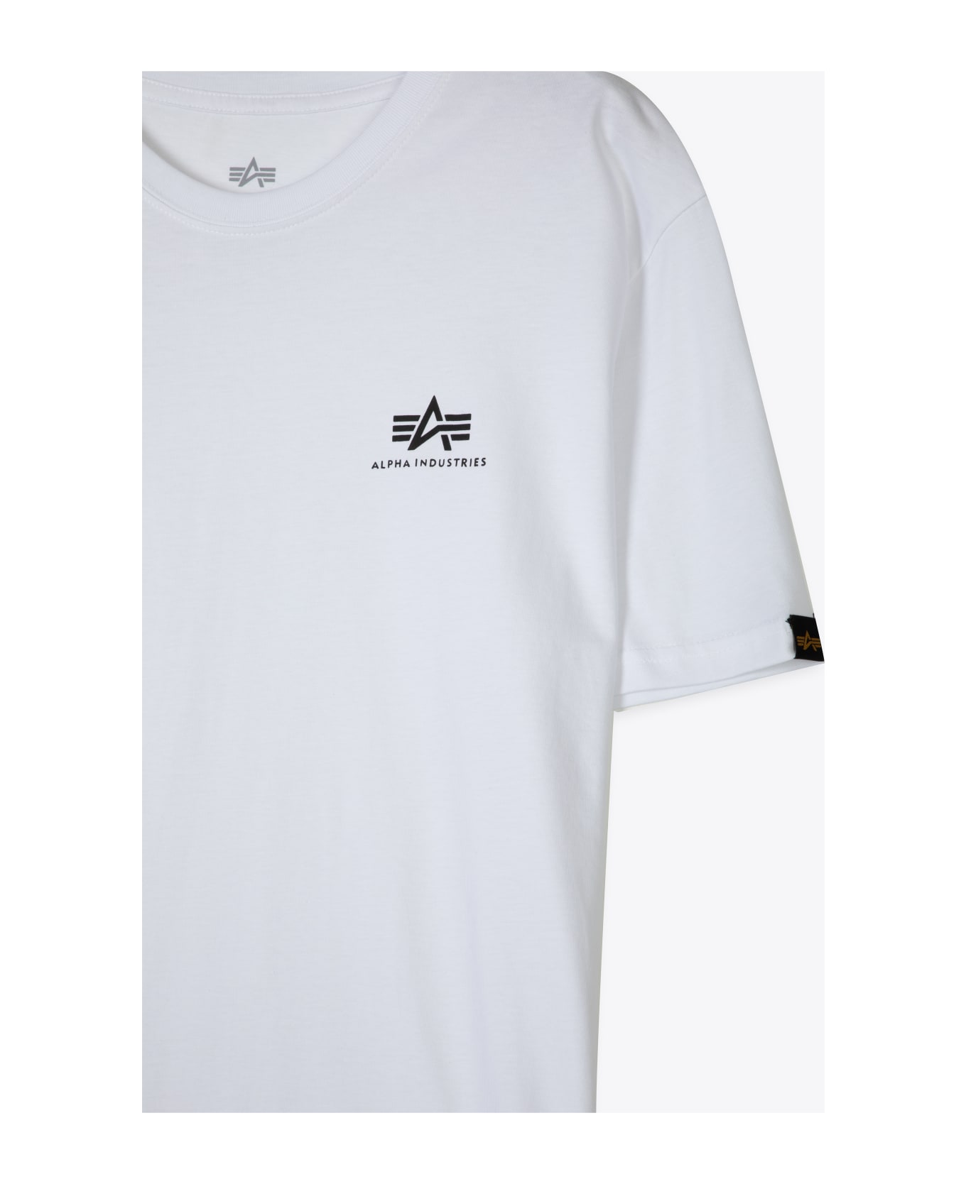 Alpha Industries Basic T Small Logo White Cotton T-shirt With Chest Logo - Bianco