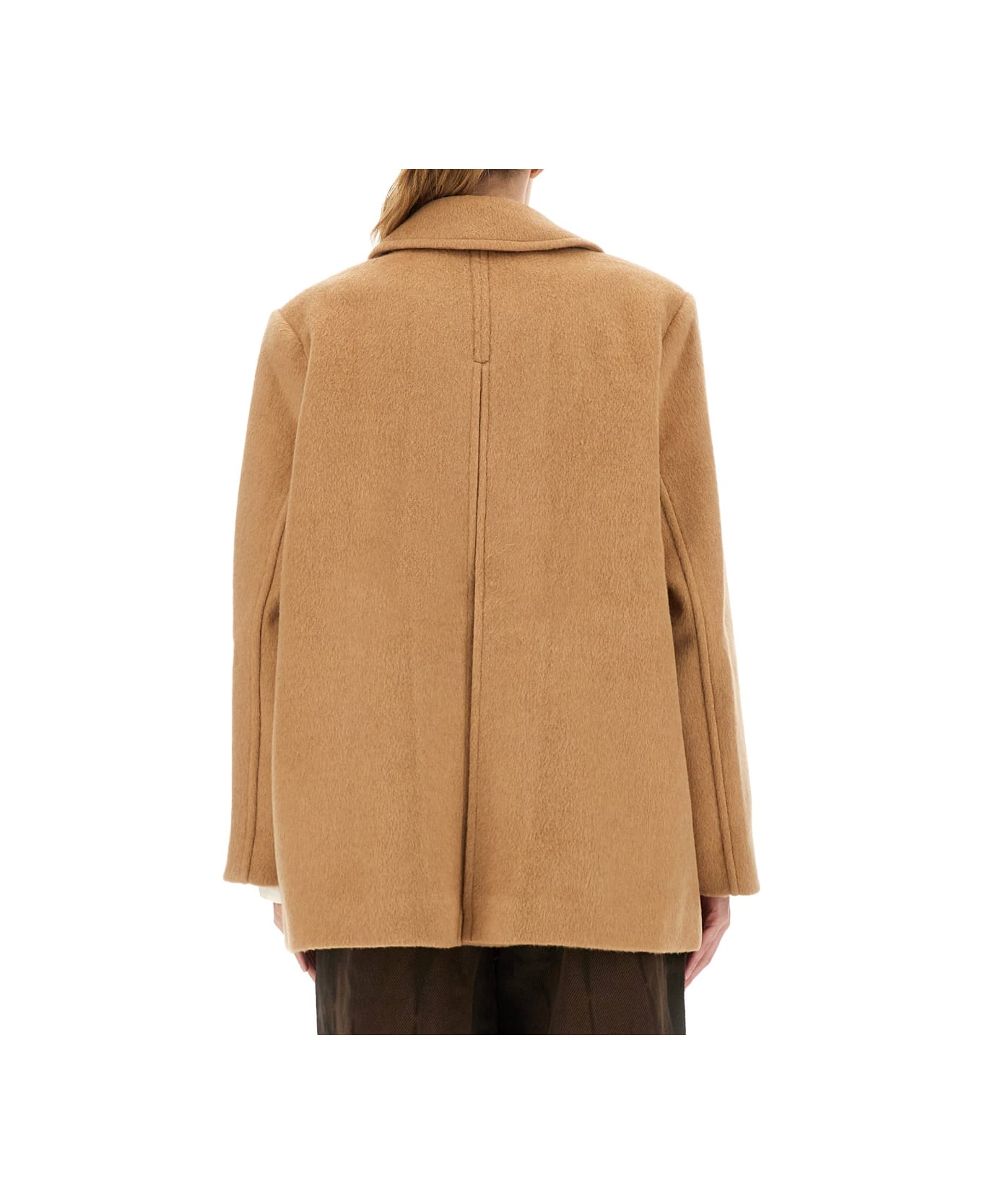 Ganni Double-breasted Wool Blazer - BROWN