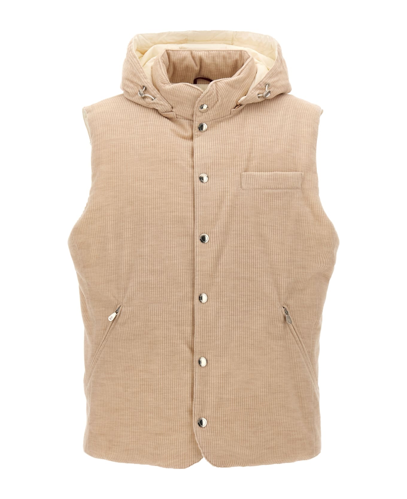 Brunello Cucinelli Ribbed Velvet Vest - Beige