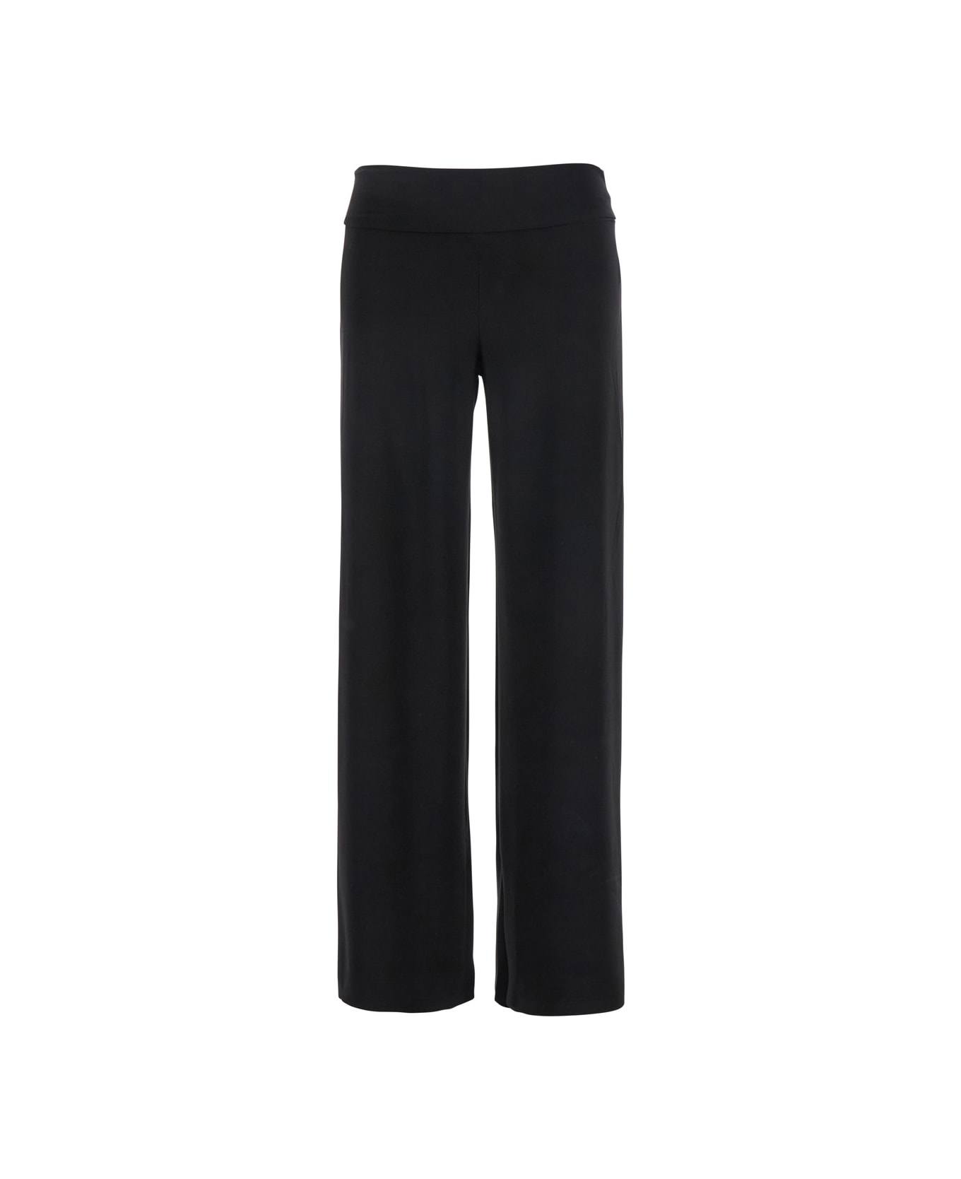 Norma Kamali Black Pants With Elastic Waist In Tech Fabric Woman - Black