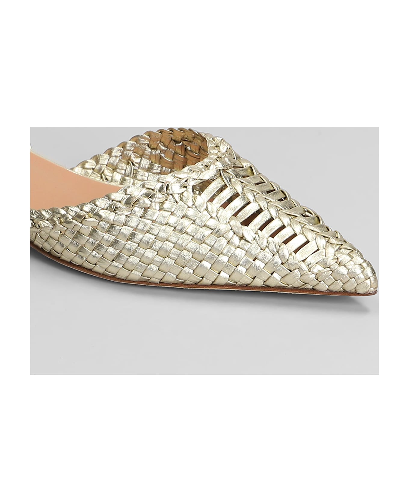 Lella Baldi Ballet Flats In Platinum Leather - platinum