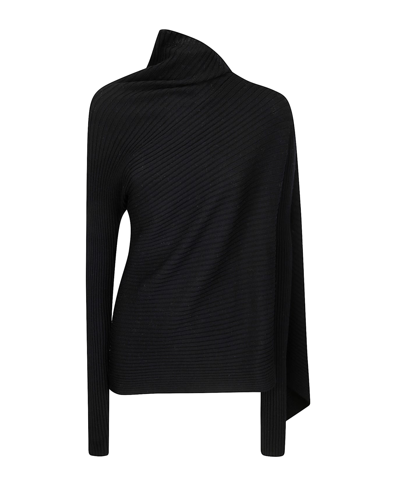 Marques'Almeida Merino Wool Knitted Draped Jumper - BLACK