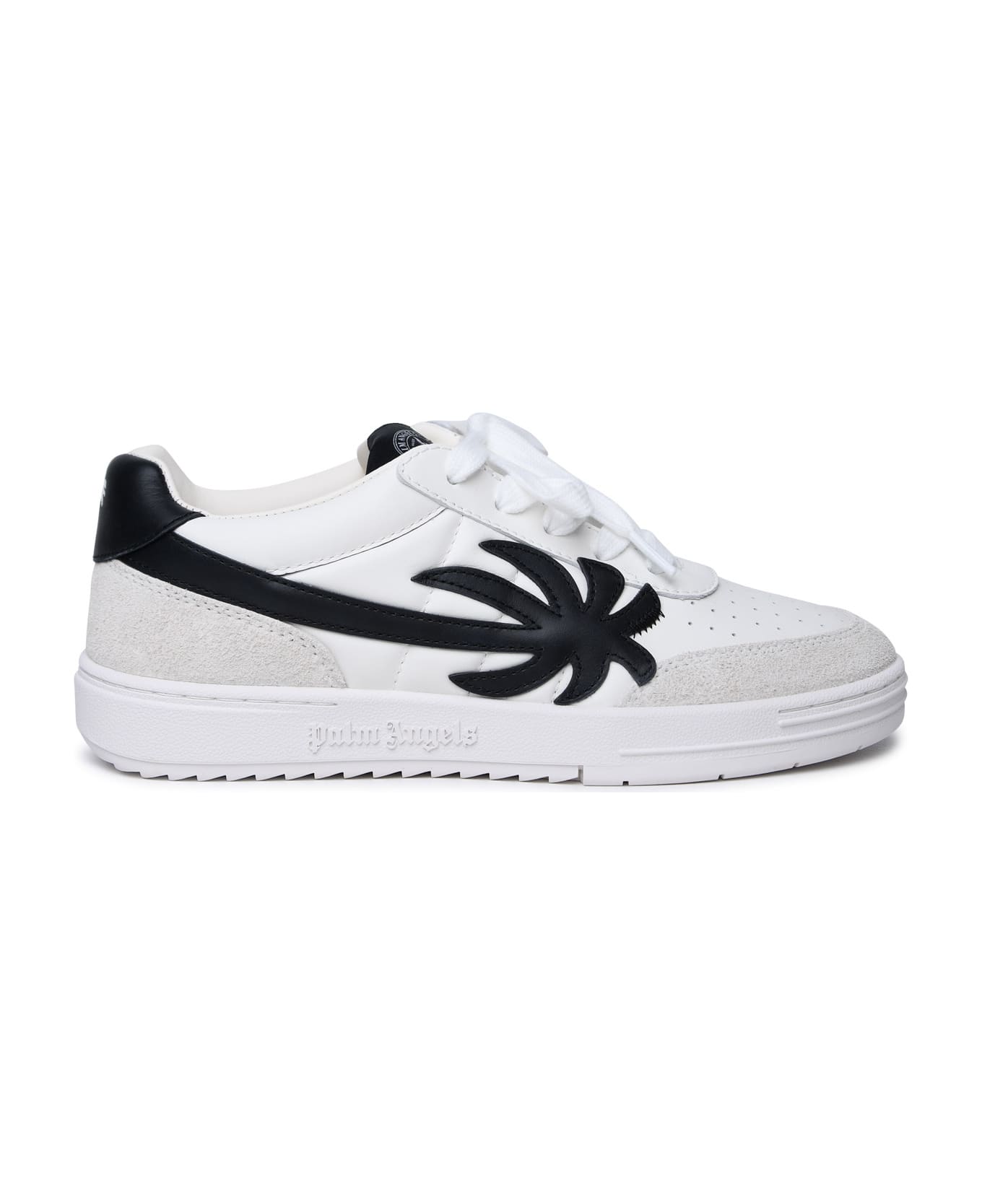 Palm Angels 'palm Beach University' White Leather Sneakers - Bianco