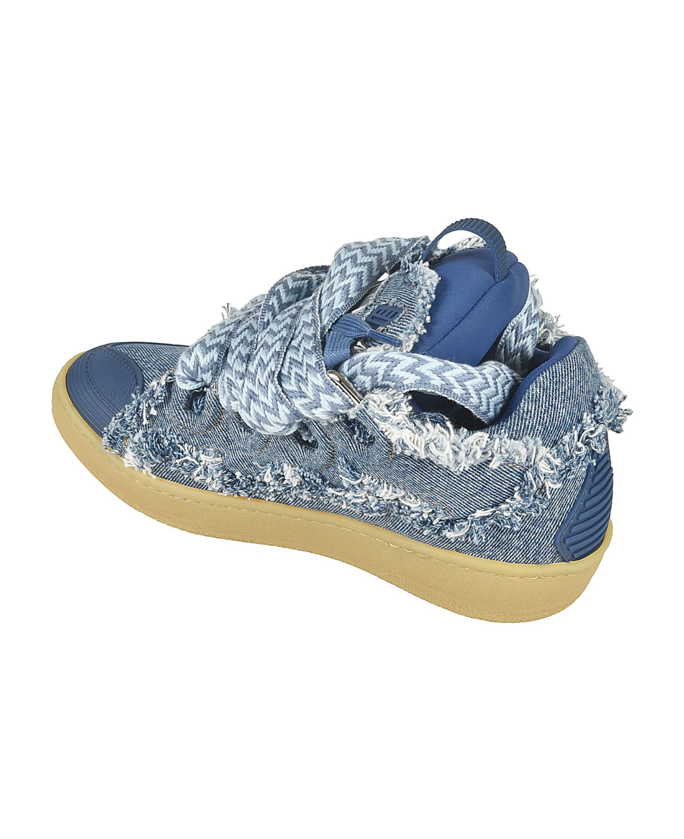 Lanvin Frayed Denim Curb Sneakers - Blue Jean スニーカー
