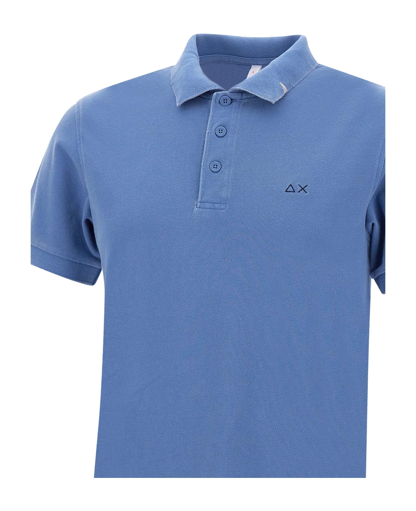 Sun 68 "solid" Cotton Polo Shirt - BLUE