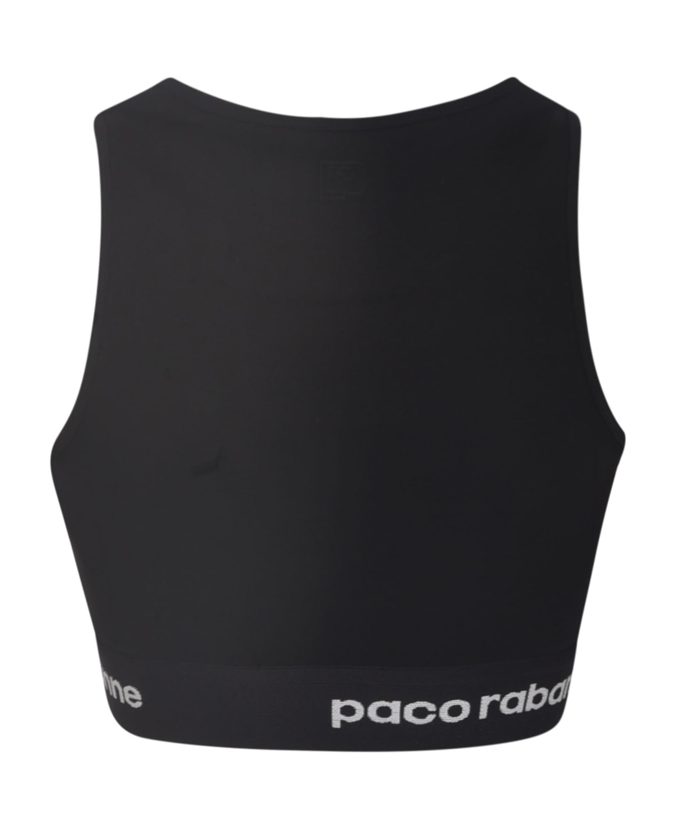 Paco Rabanne Logo Detail Cropped Top - Black トップス