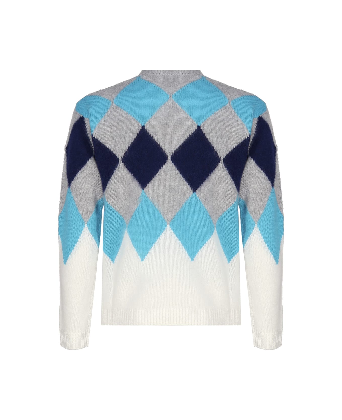 Moncler Argyle Sweater In Wool And Cashmere - White, grey, light blue