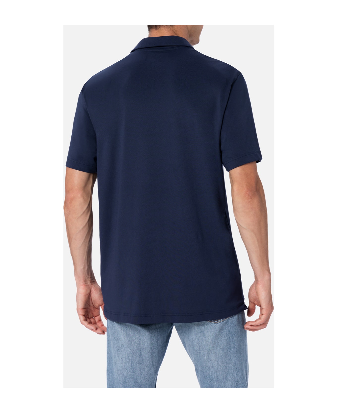 MC2 Saint Barth Man Navy Blue Technical Piquet Polo Shirt Camber - BLUE