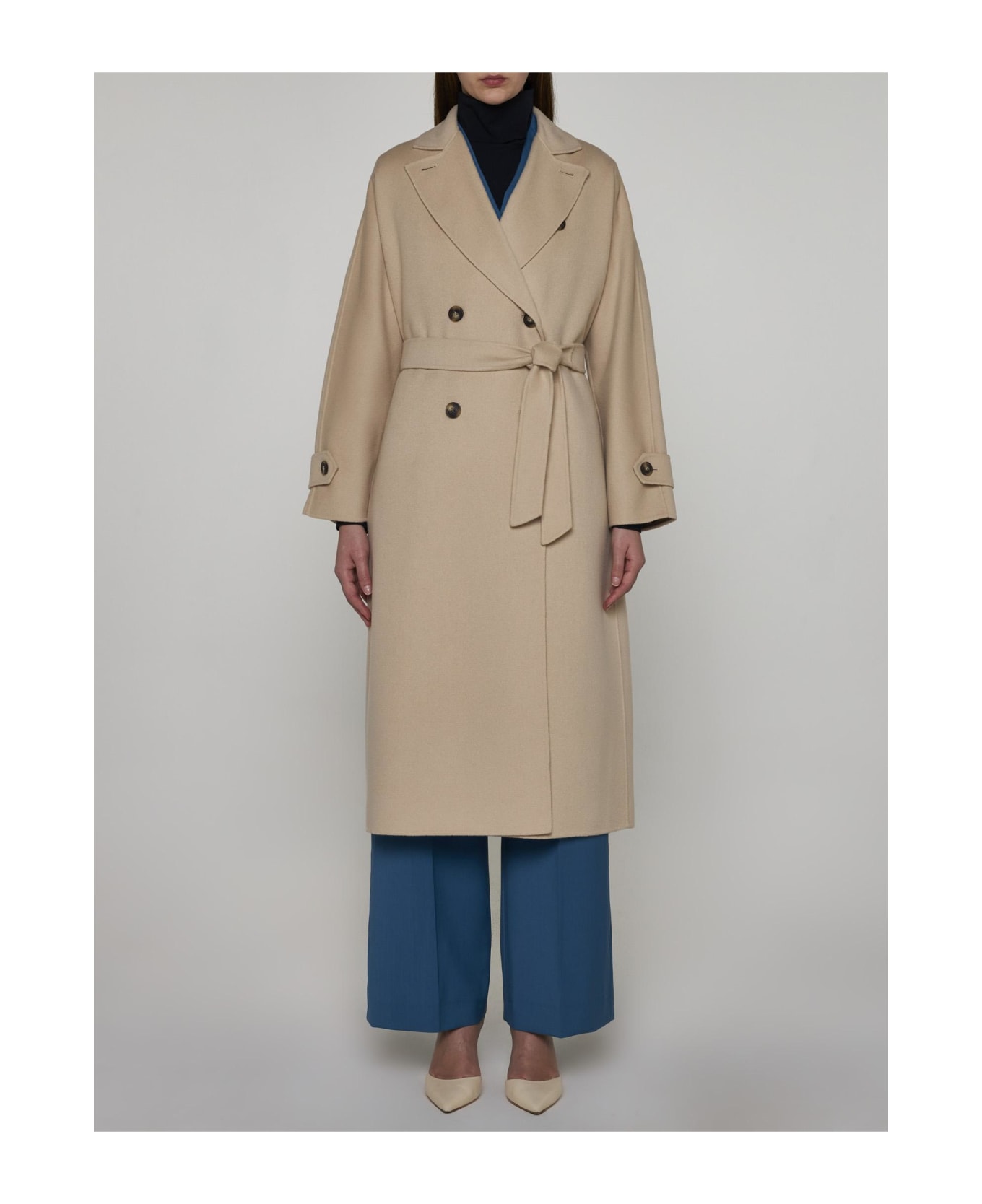 Weekend Max Mara Affetto Double-breasted Coat - Sand