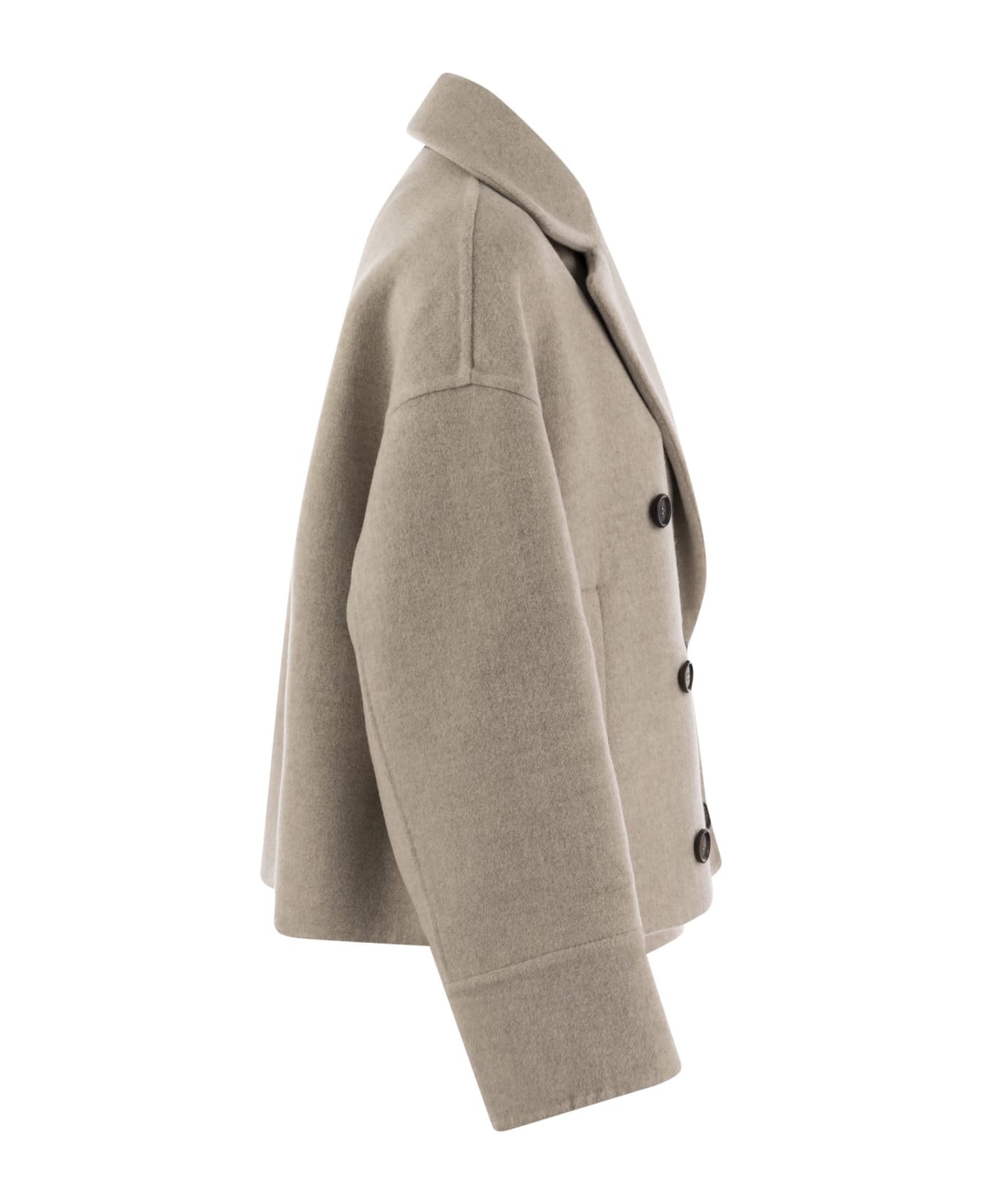 Brunello Cucinelli Double-breasted Wool And Cashmere Short Coat - Beige