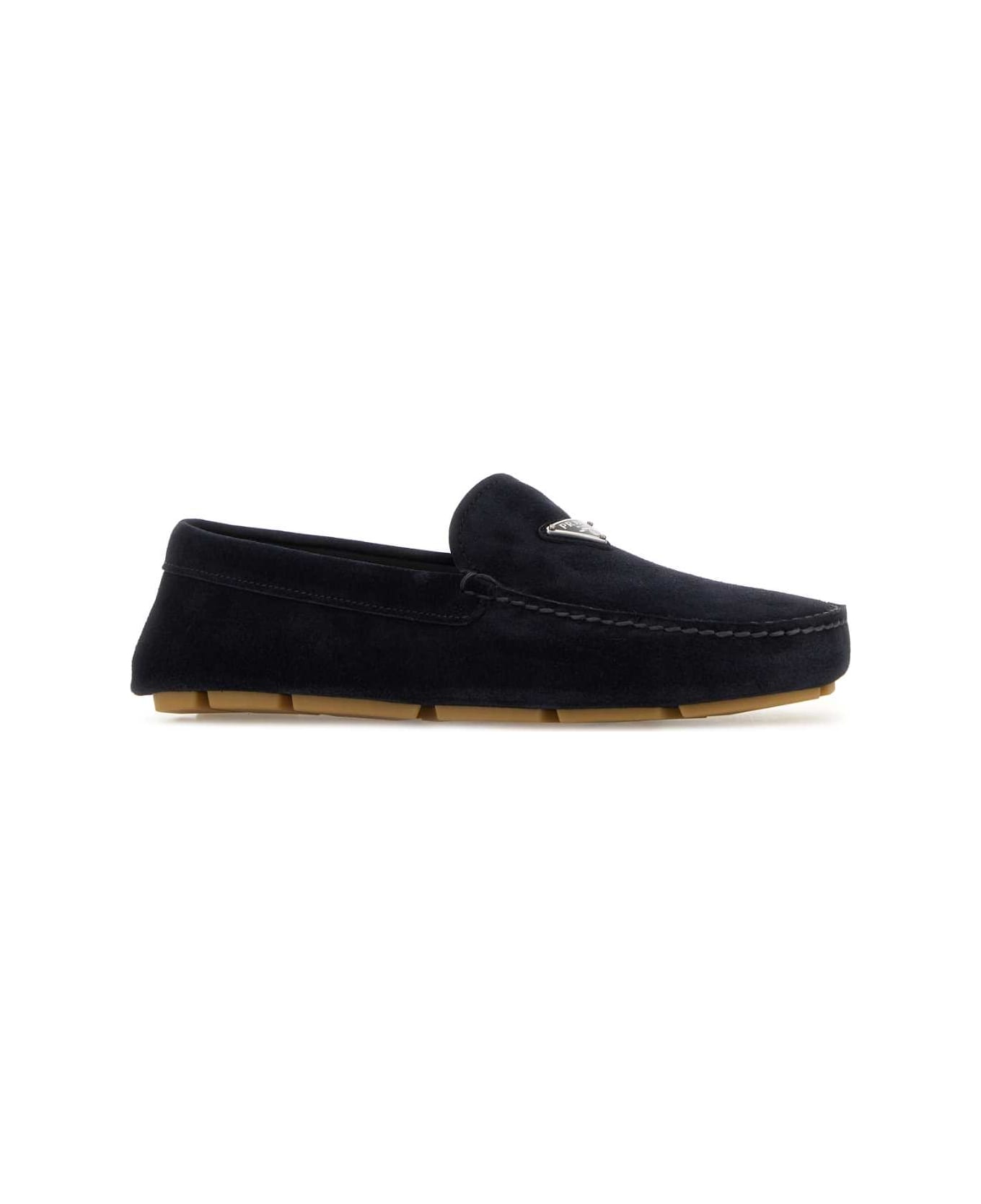 Prada Midnight Blue Suede Loafers - BLEU