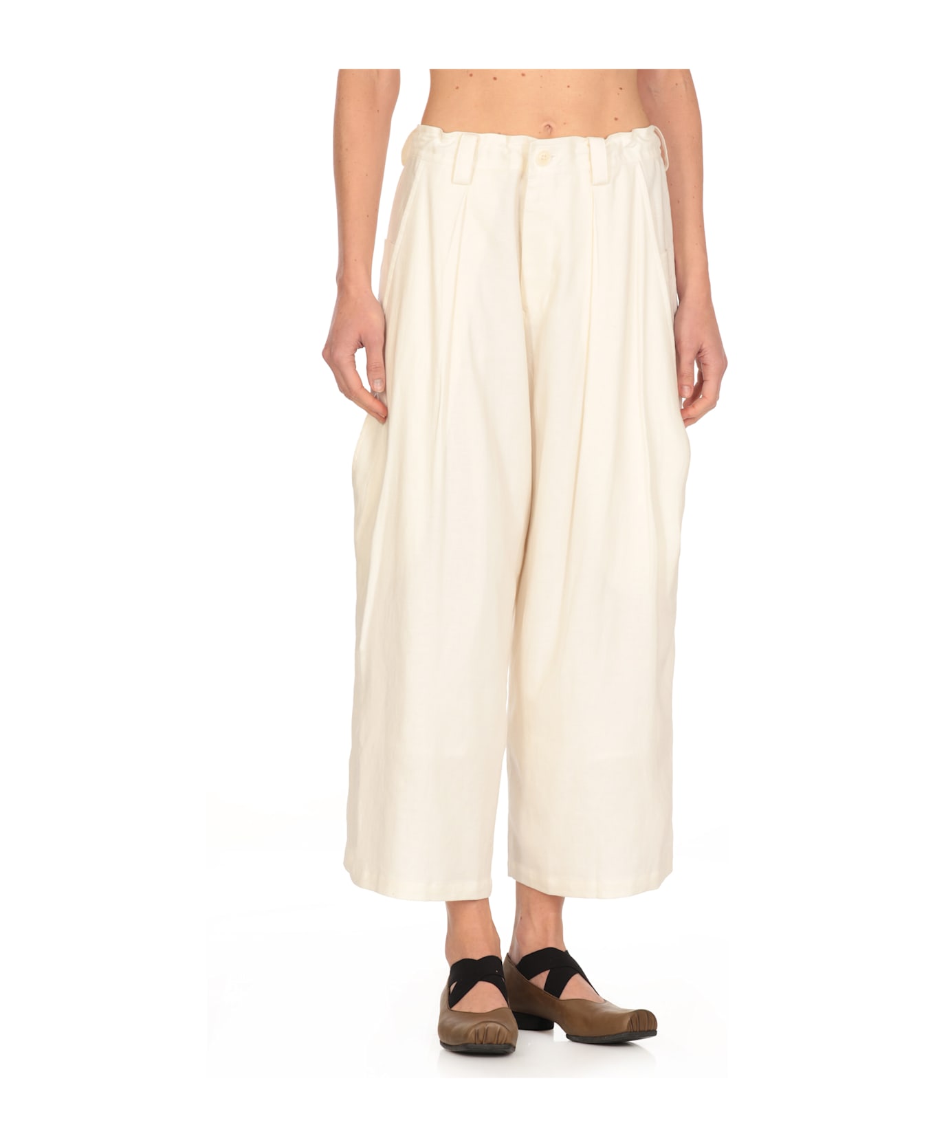 Y
s Linen Blend Pants - White