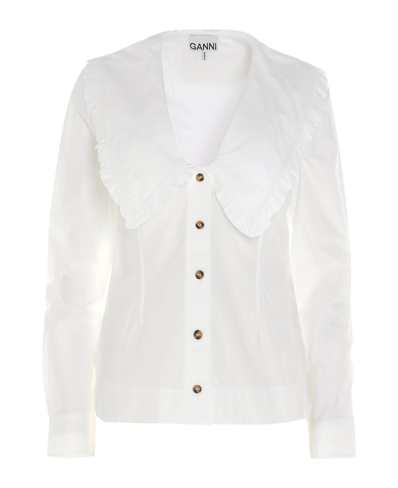 Ganni Wide Collar Shirt - White