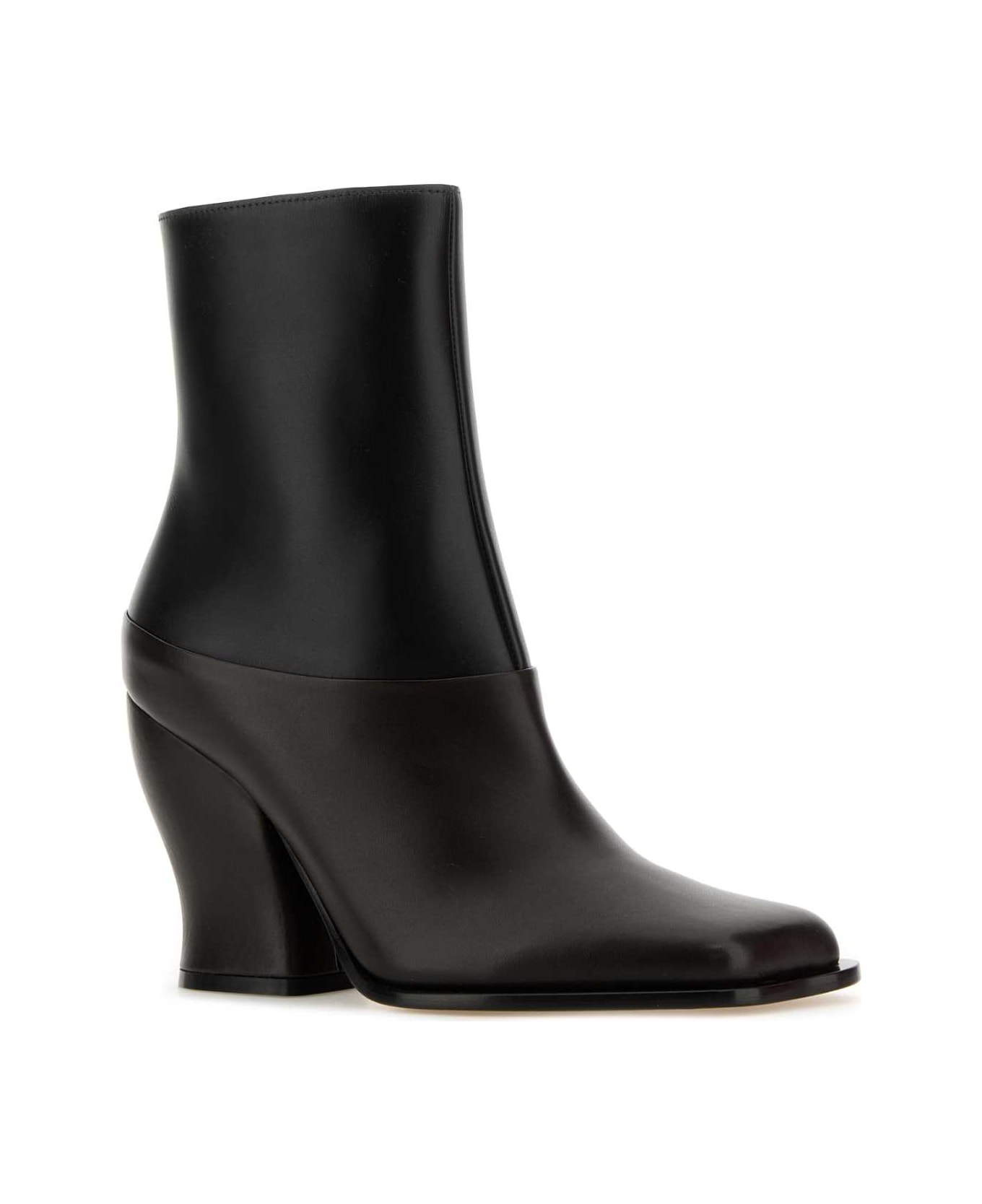 Loewe Two-tone Leather Onda Ankle Boots - BLACKDARKBROWN