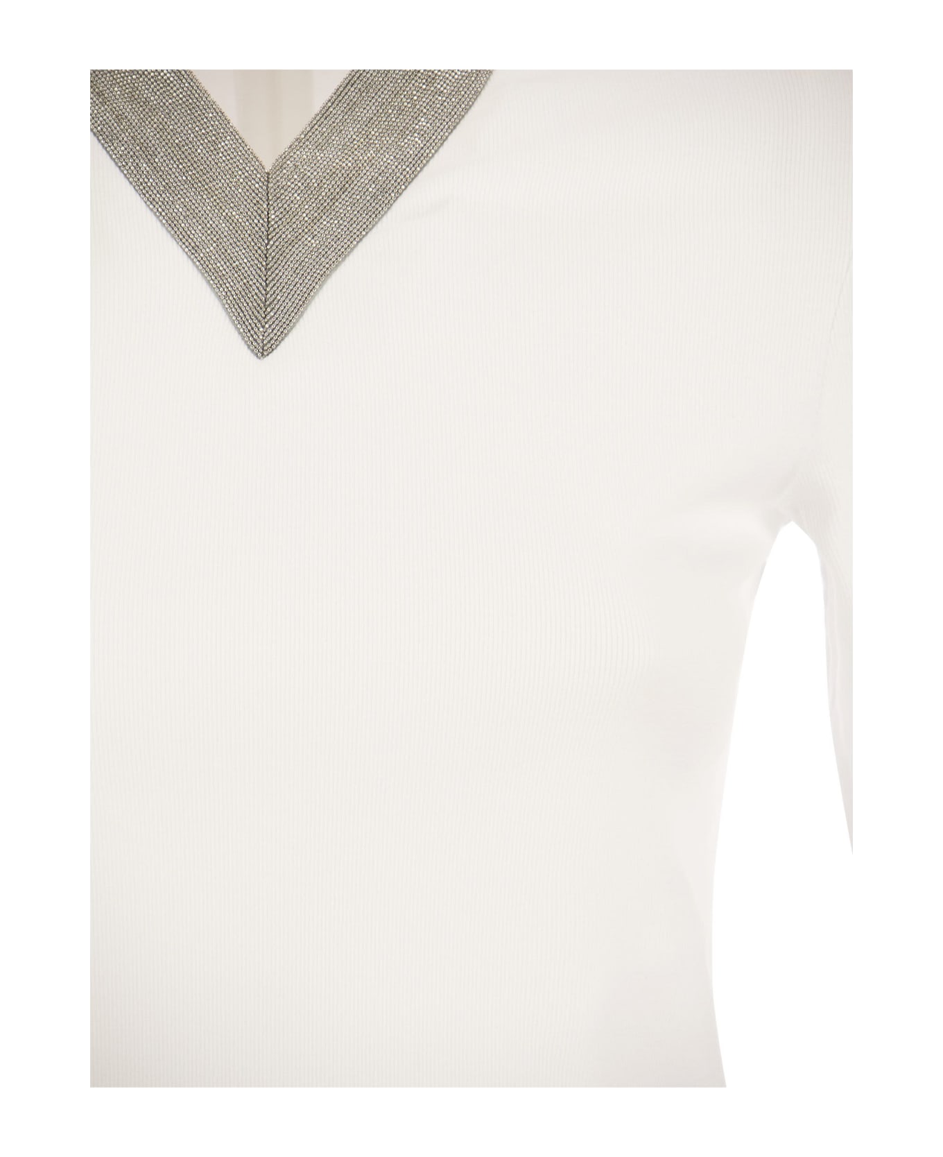 Fabiana Filippi T-shirt With Luxury Neckline - White Tシャツ