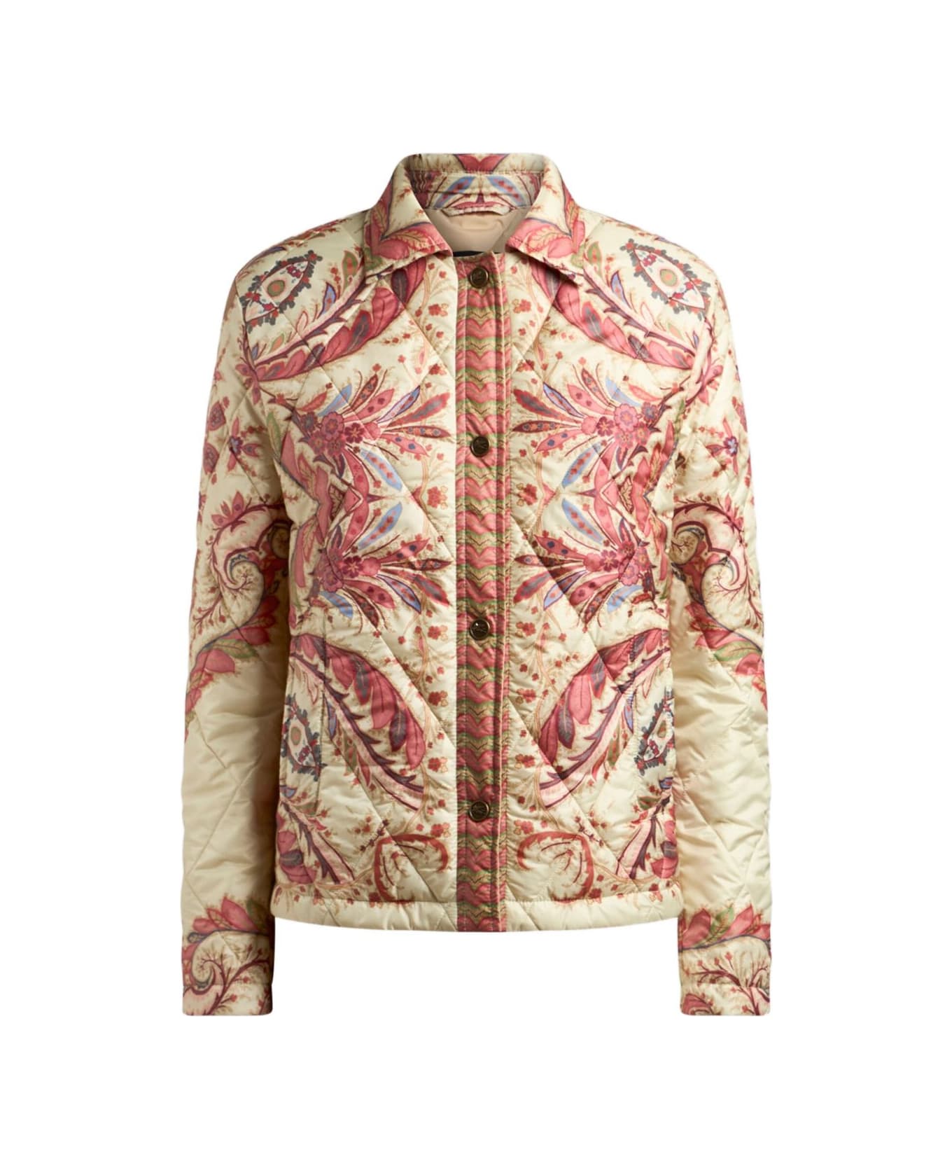 Etro Padded Jacket With Foliage Print. - Beige