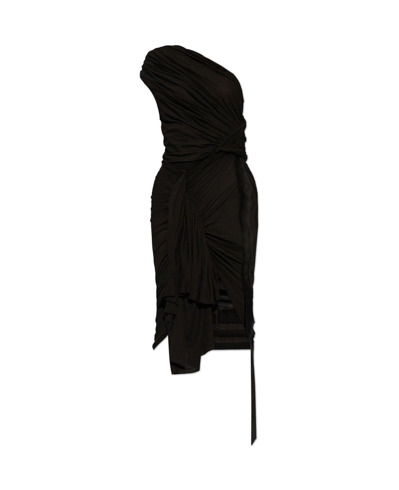 DRKSHDW Fog Gathered Mini Dress - BLACK