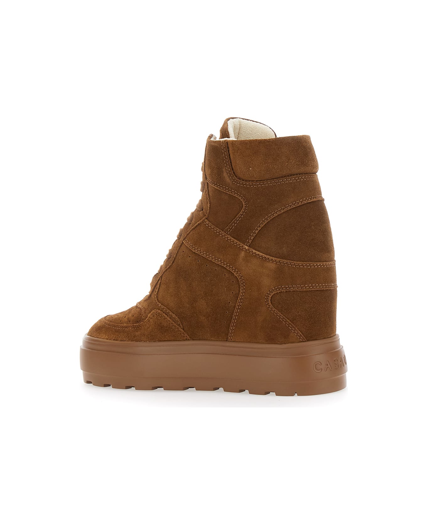 Casadei Brown Wedge Sneakers With Back Logo In Suede Woman - Brown