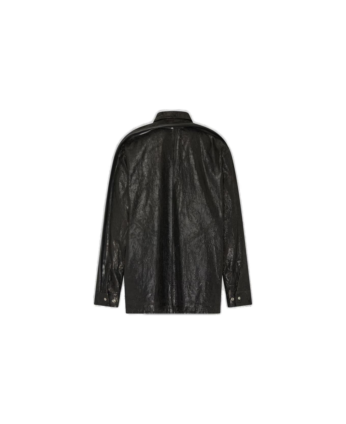 Rick Owens Porterville Runway Drawstring Hem Tour Jacket - BLACK