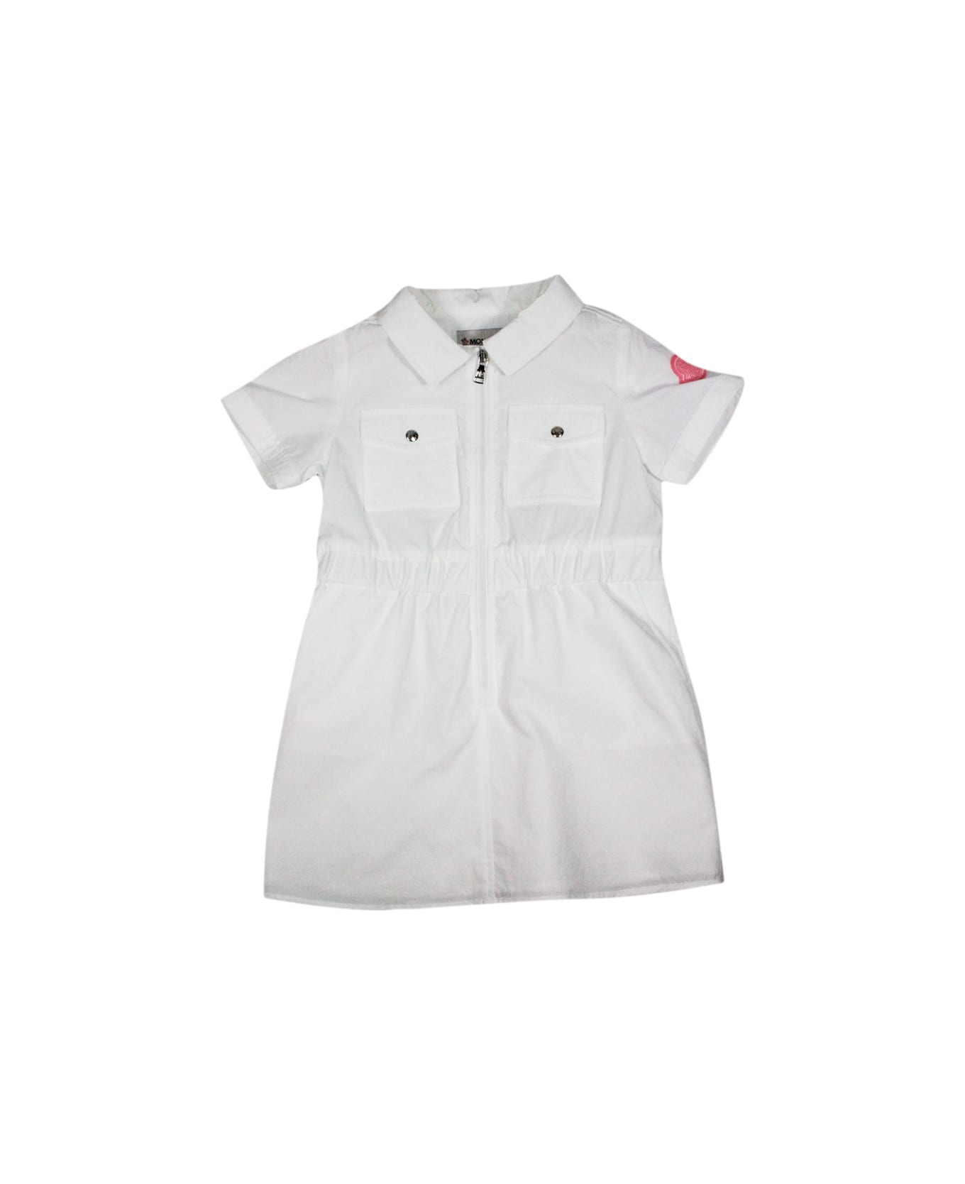 Moncler Dress With Front Zip Closure With Elastic Waist - White ワンピース＆ドレス