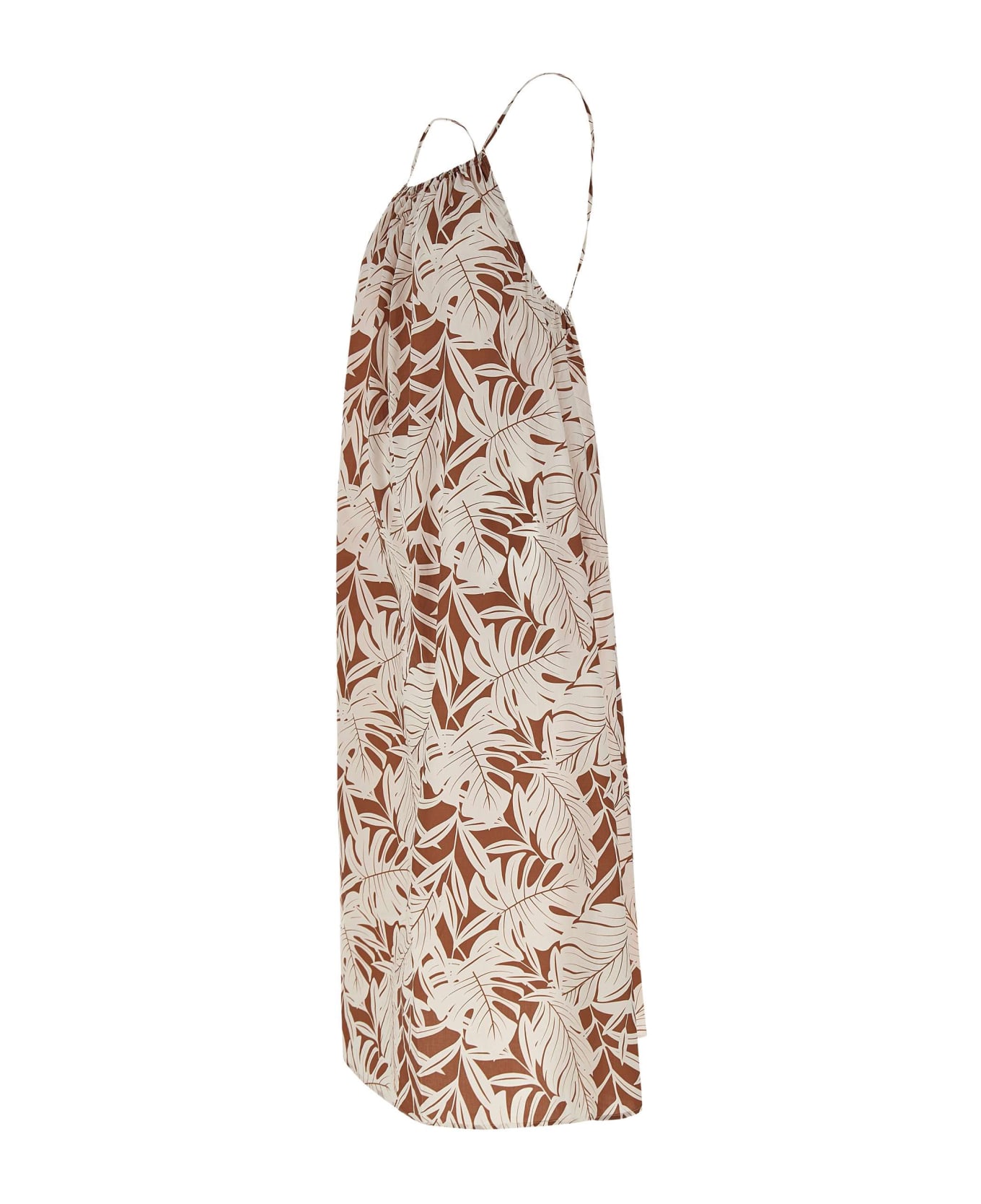 Sun 68 "tank Dress" Cotton Poplin Dress - WHITE/Brown ワンピース＆ドレス