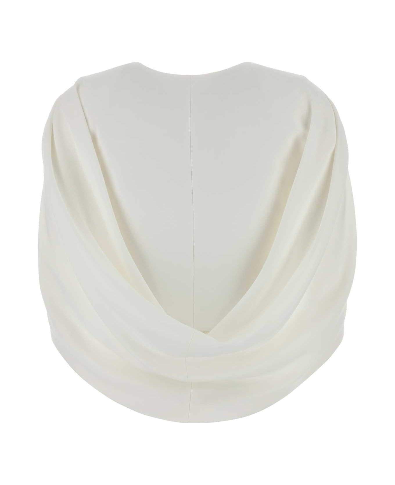 Alberta Ferretti White Stretch Crepe Top - BIANCO