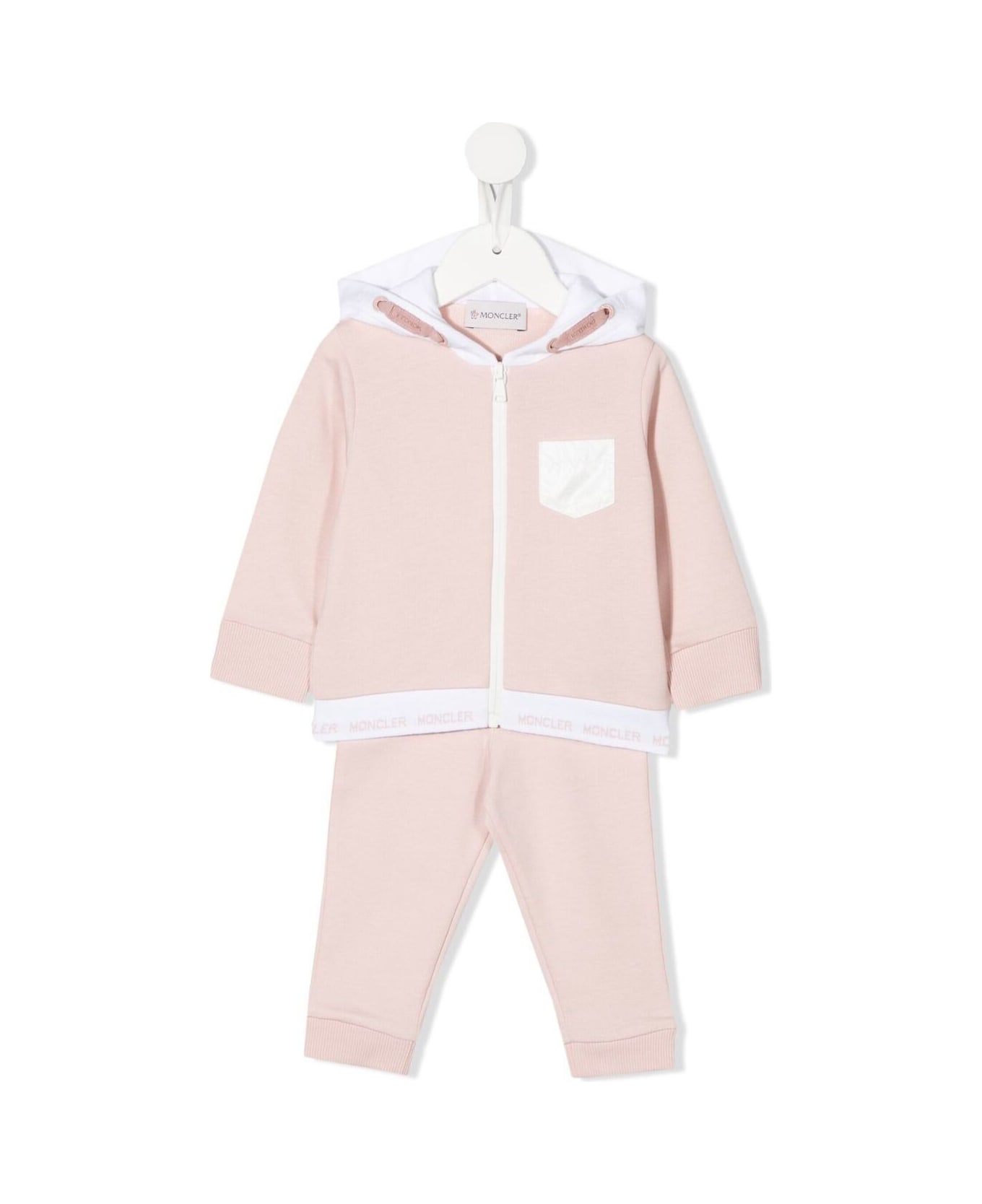 Moncler Kids Baby Girl's Pink And White Cotton Coordinated Suit - PINK
