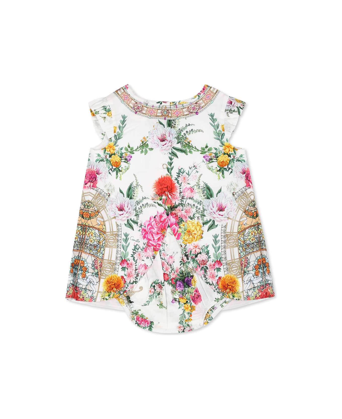 Camilla Ivory Suit For Baby Girl With Floral Print - Ivory