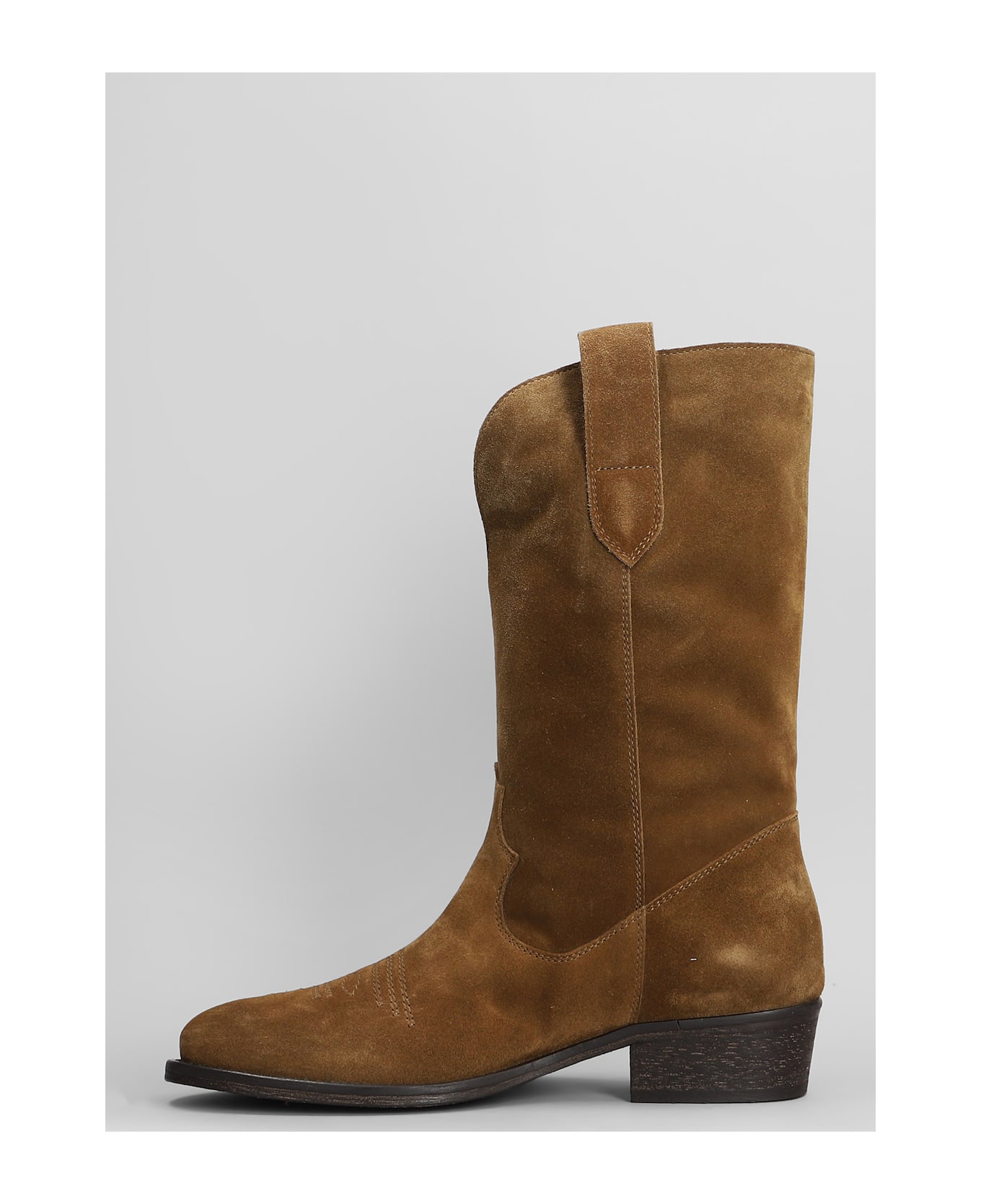 Via Roma 15 Texan Ankle Boots In Leather Color Suede - leather color