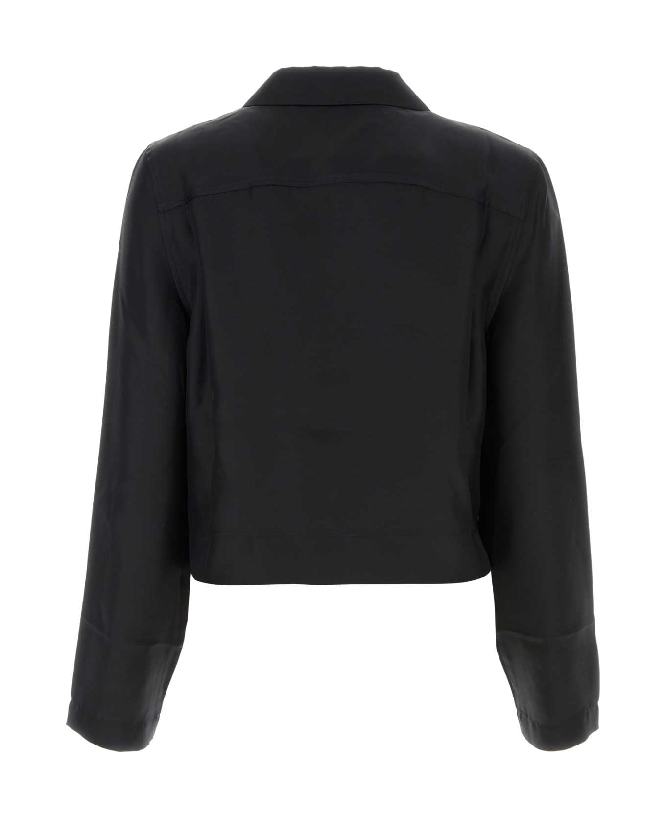 Loulou Studio Black Silk Aloma Shirt - BLACK