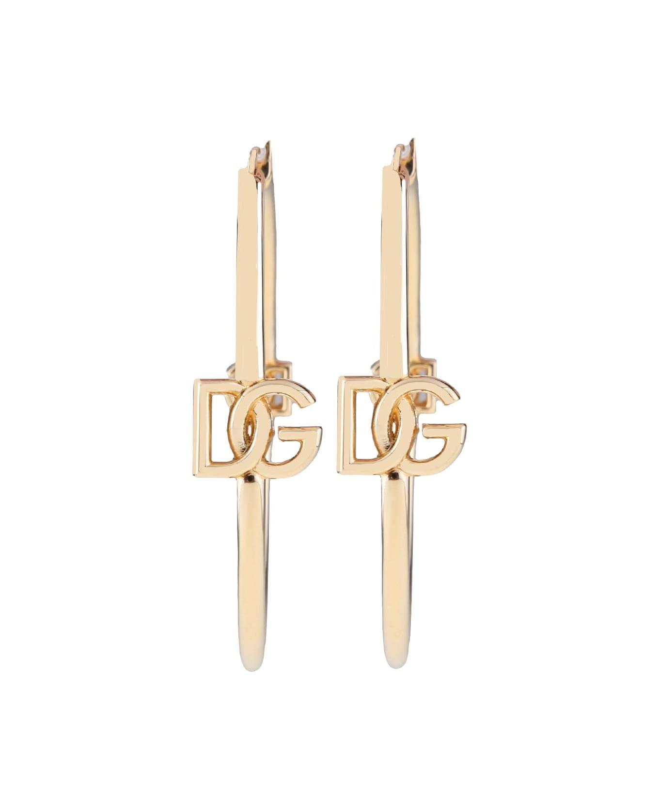 Dolce & Gabbana Creole Earring With Logo - Gold