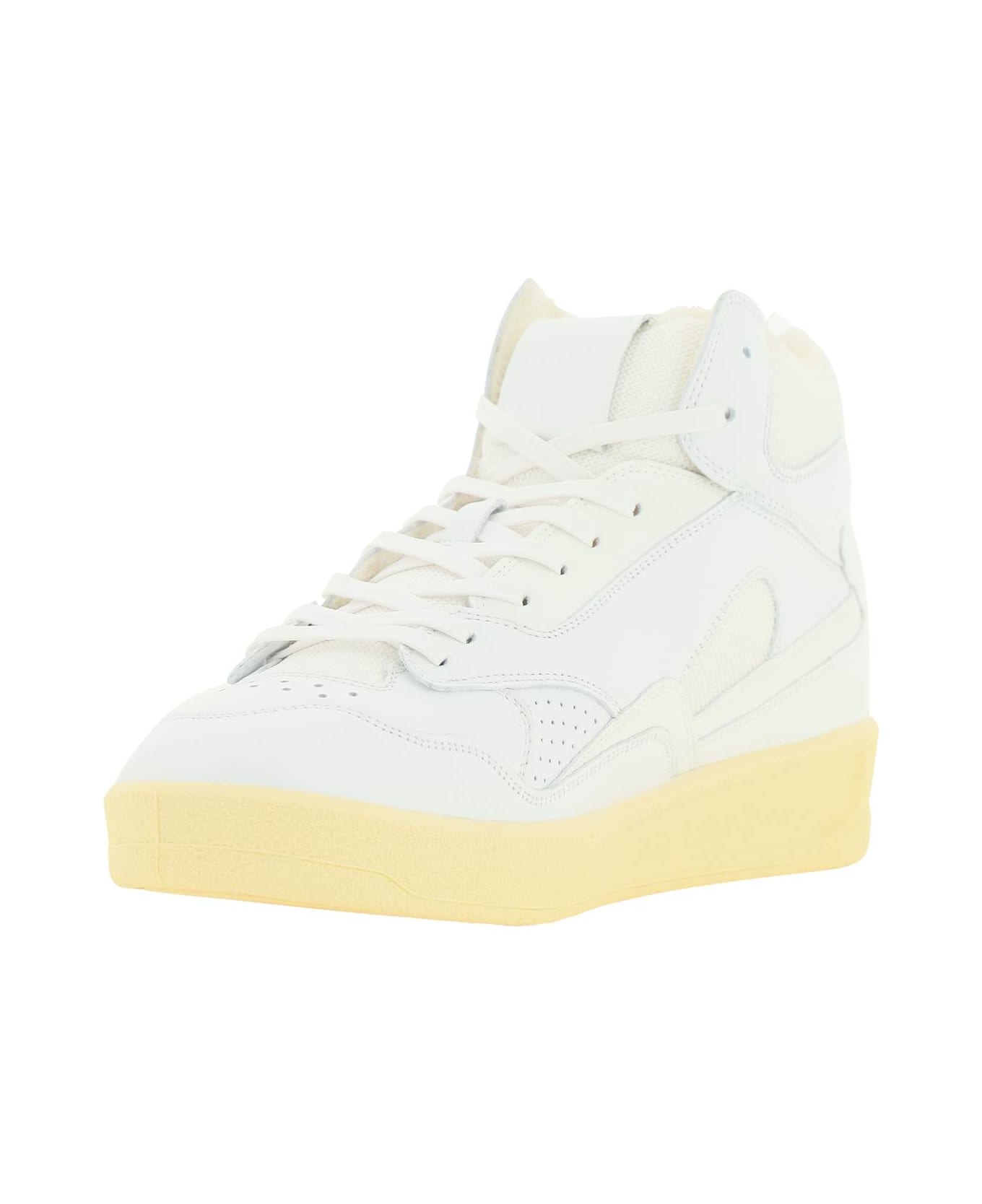 Jil Sander White Leather And Mesh Sneakers - 100