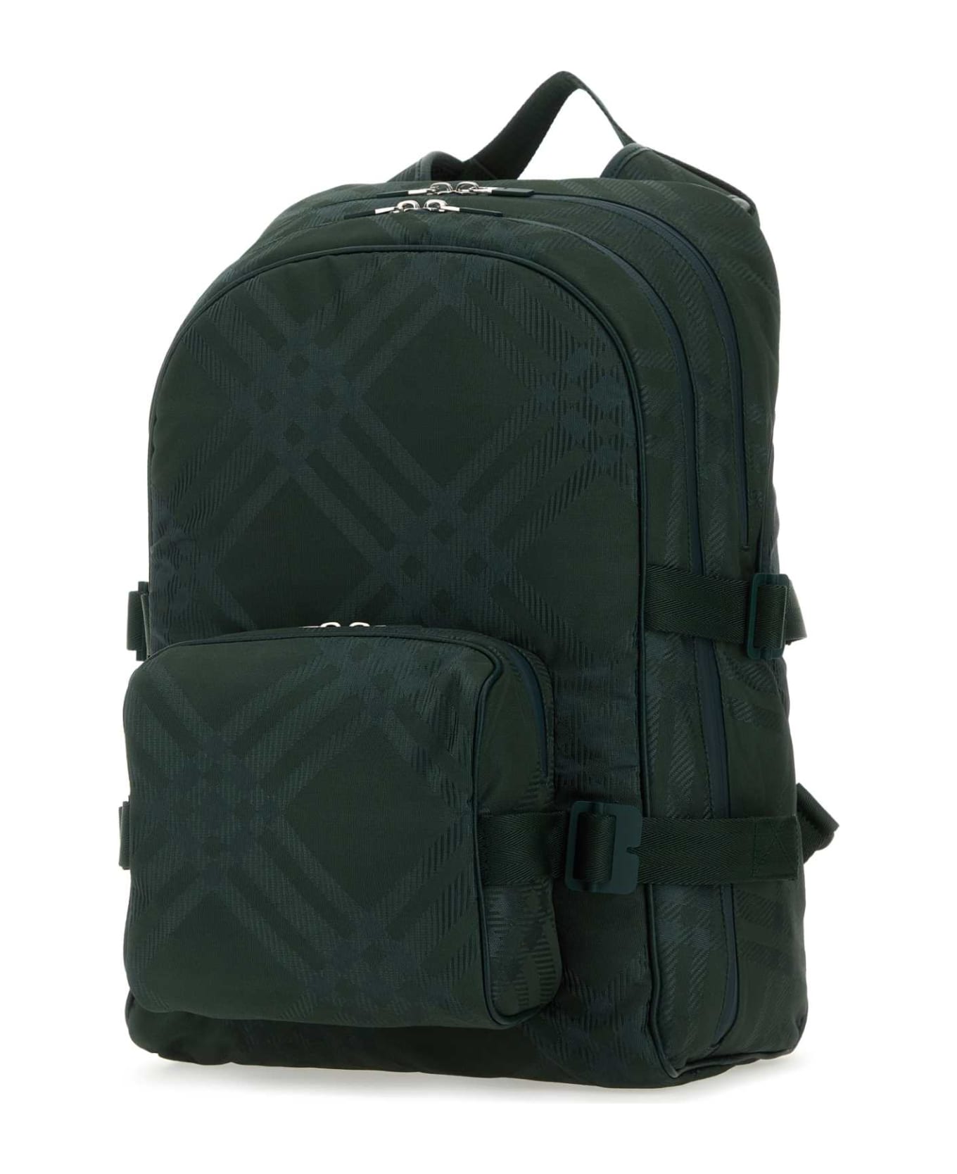 Burberry Bottle Green Nylon Blend Check Backpack - VINE