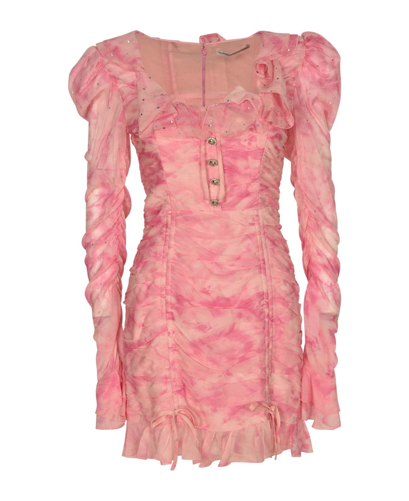 Alessandra Rich Tie Dye Georgette Draped Mini Dress - Pink