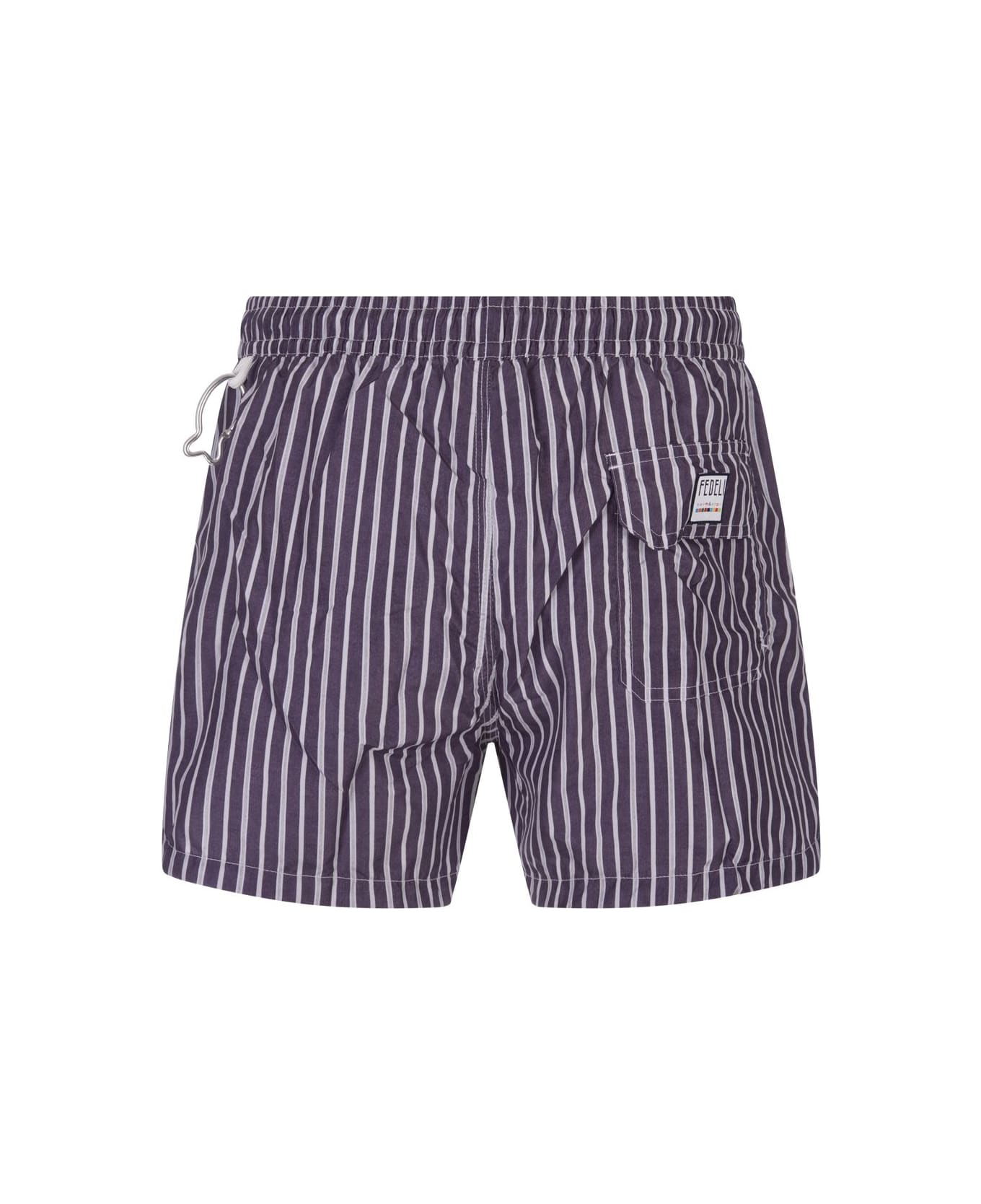 Fedeli Purple Striped Swim Shorts - Purple